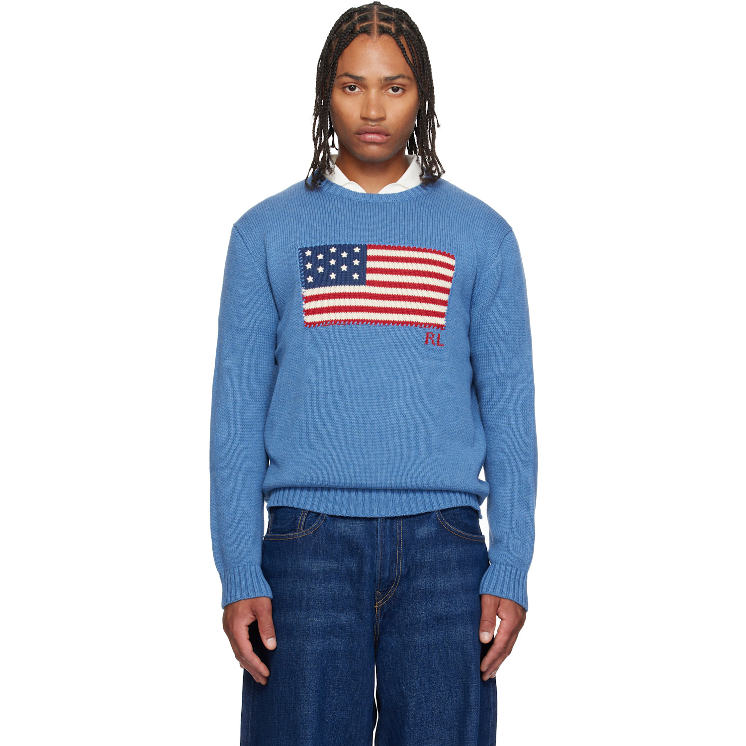 Polo Ralph Lauren Blue 'The Iconic Flag' Sweater