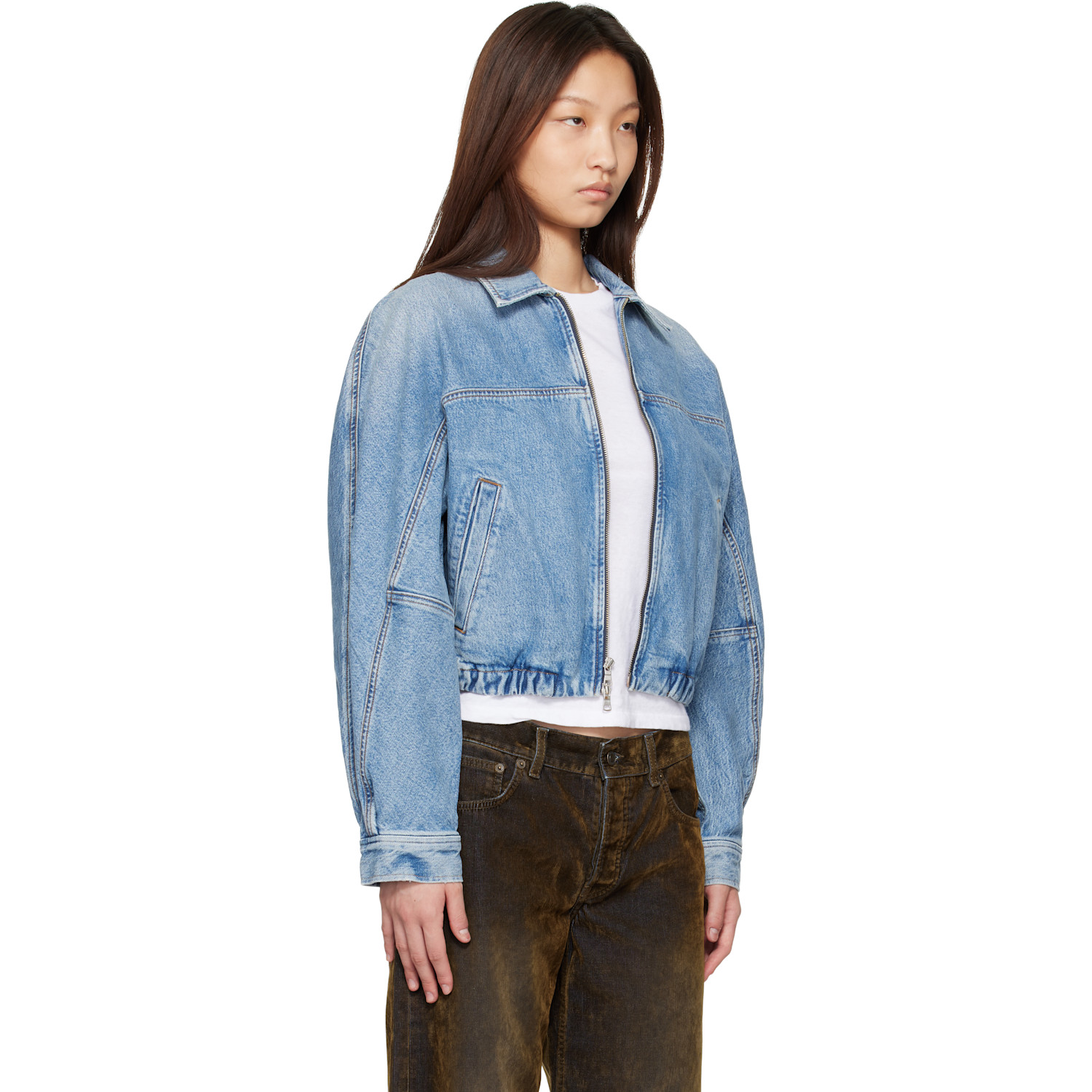  Agolde Blue Dixon Denim Bomber Jacket 