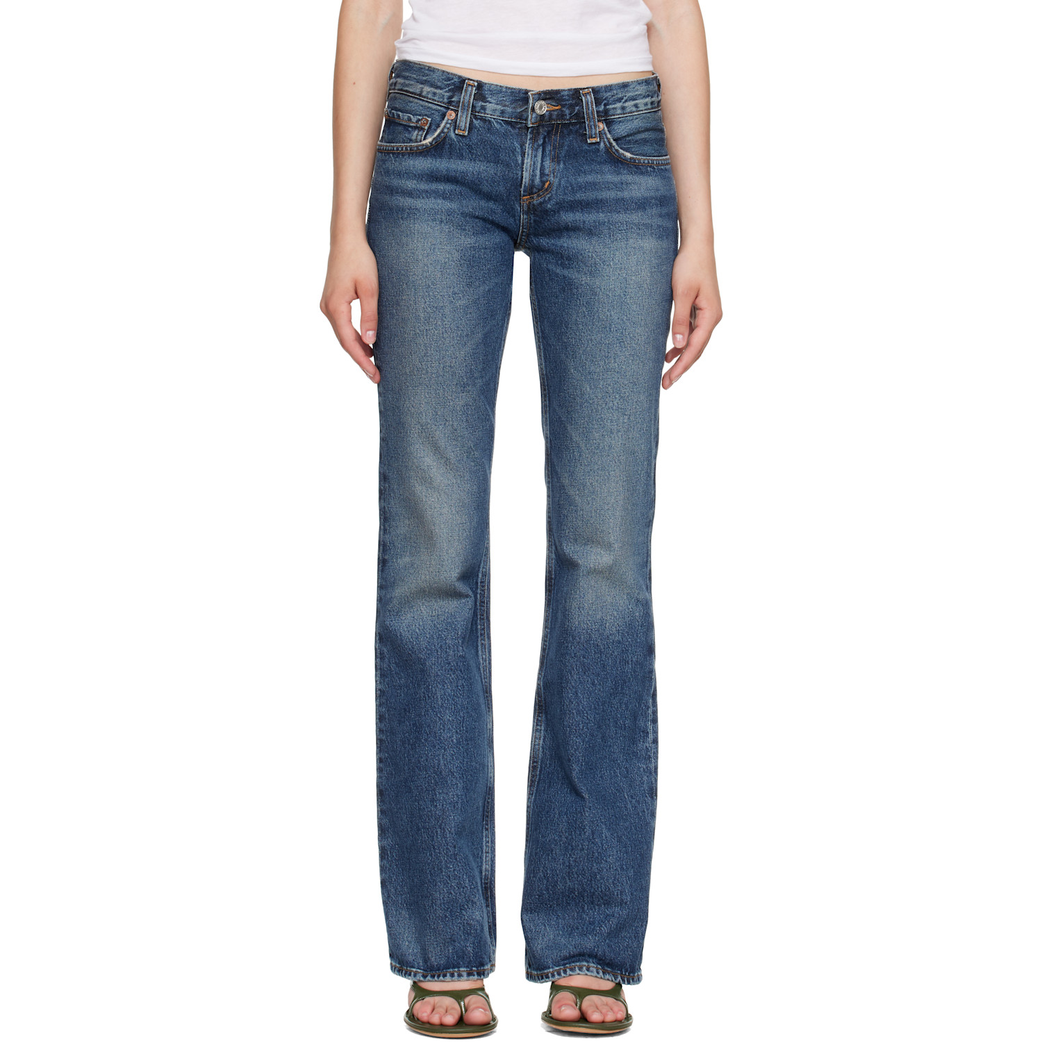 Agolde Low Rise Bootcut Jeans In Combination In Blue