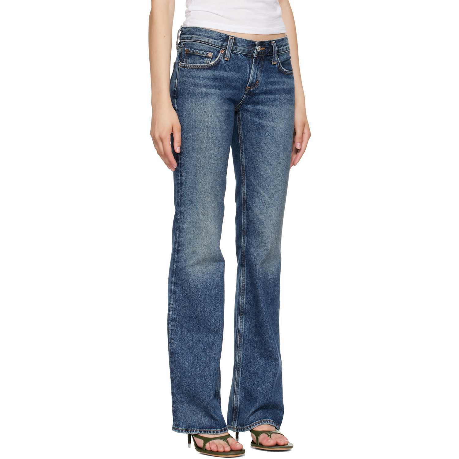 Agolde Low Rise Bootcut Jeans In Combination In Blue