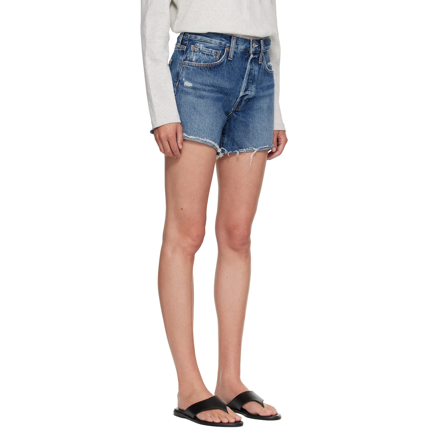  Agolde Blue Parker Long Denim Shorts 