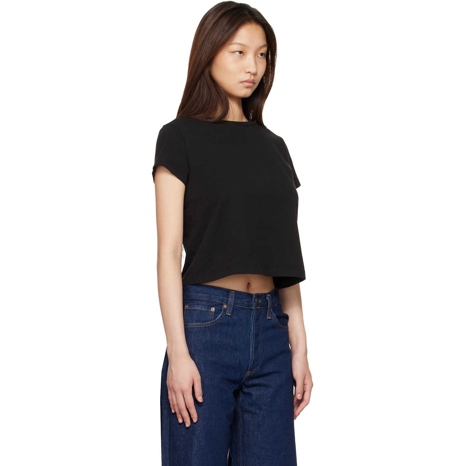  Agolde Black Adine Shrunken T-shirt 