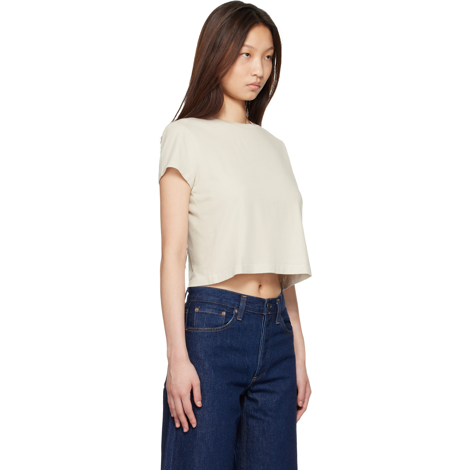  Agolde White Adine Shrunken T-shirt 