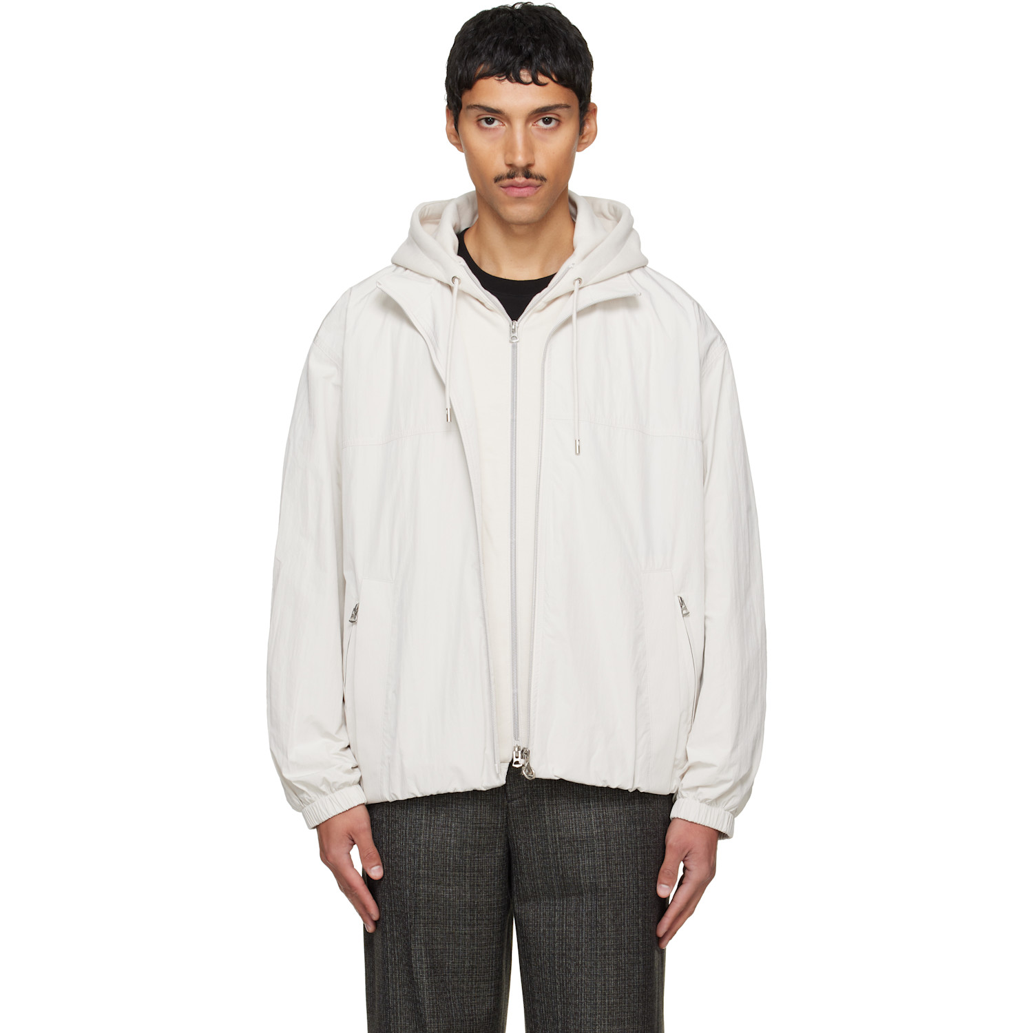 Solid Homme Off-White Layered Taffeta Jacket