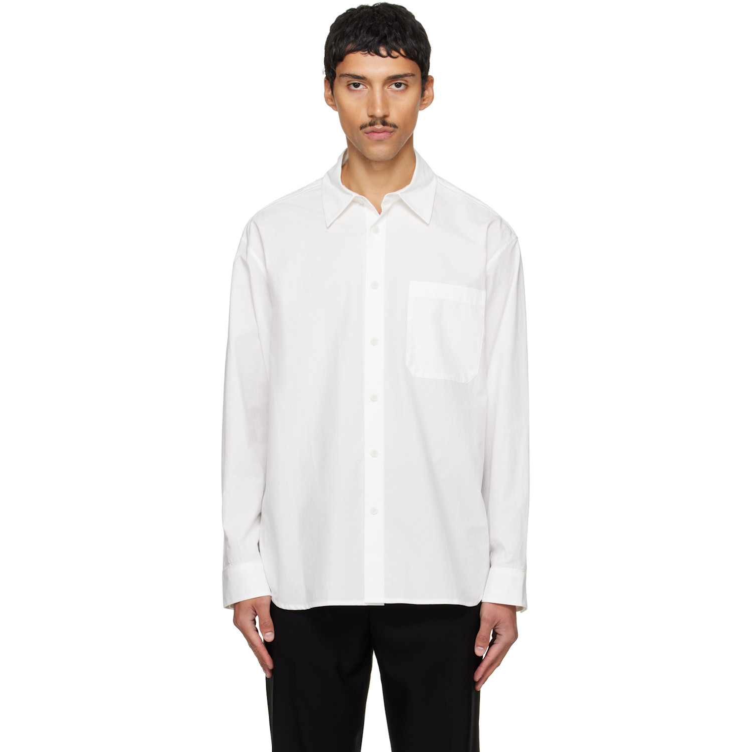Solid Homme White Pintuck Cotton Shirt