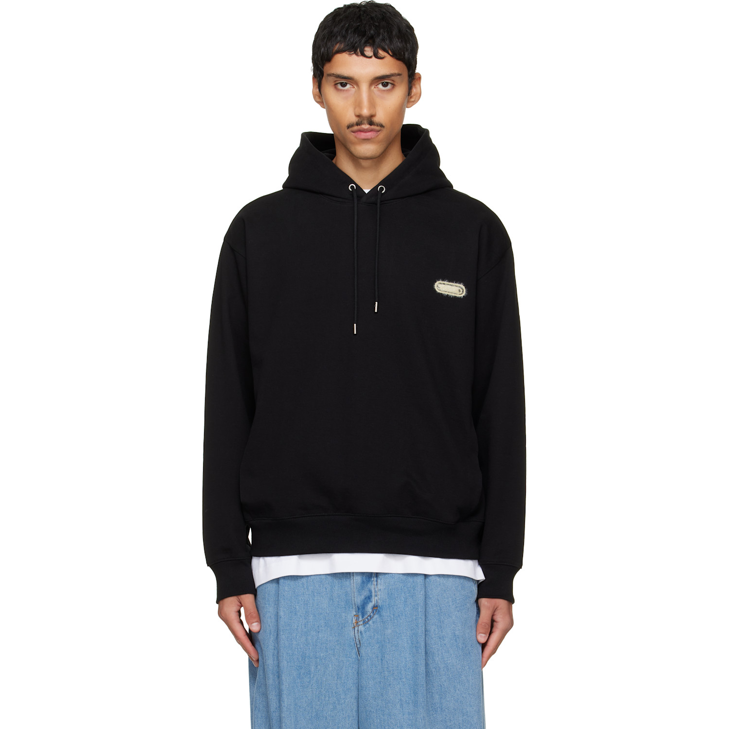 Solid Homme Black Flocked Hoodie