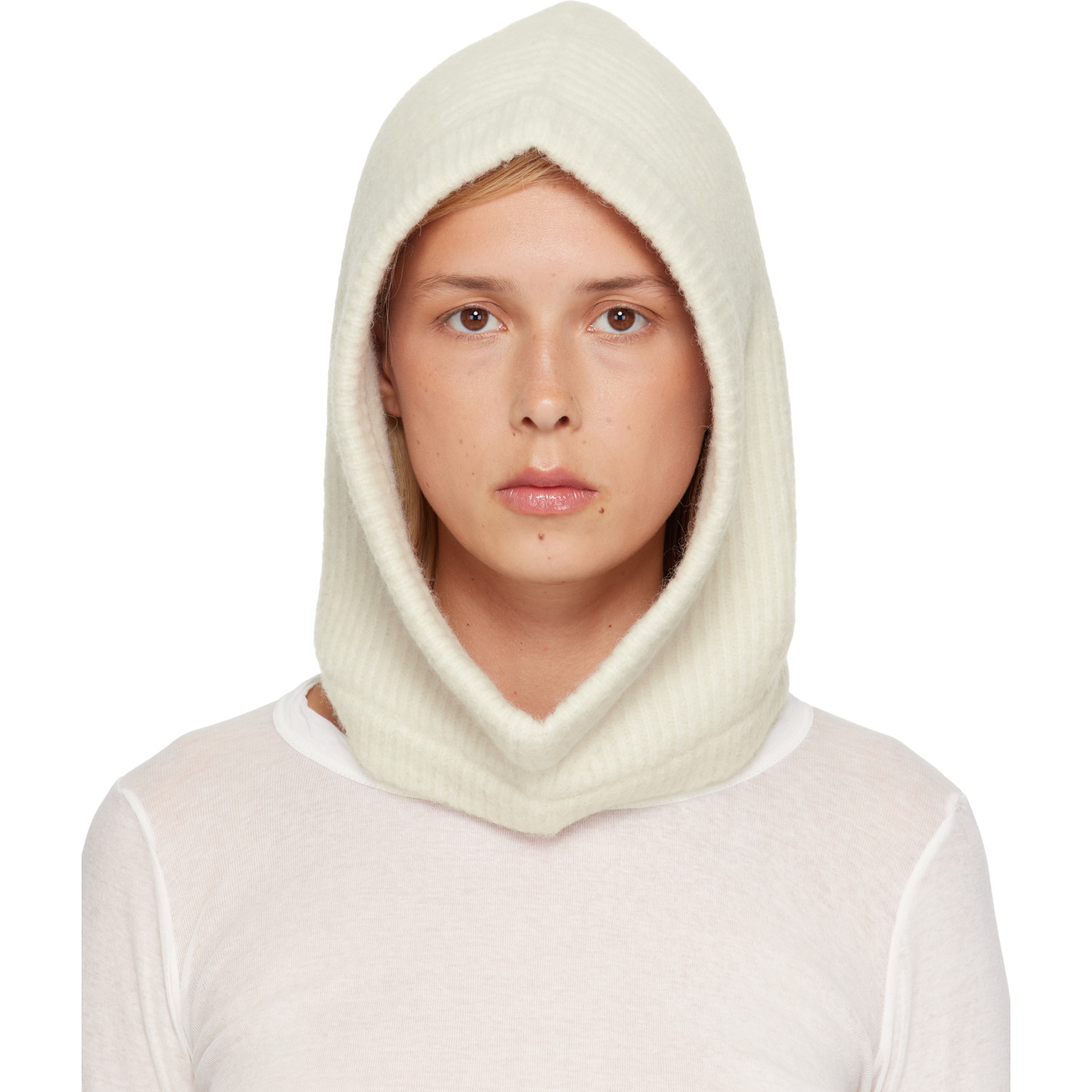 Rick Owens Off-White Tower Alpaca Knit Hood