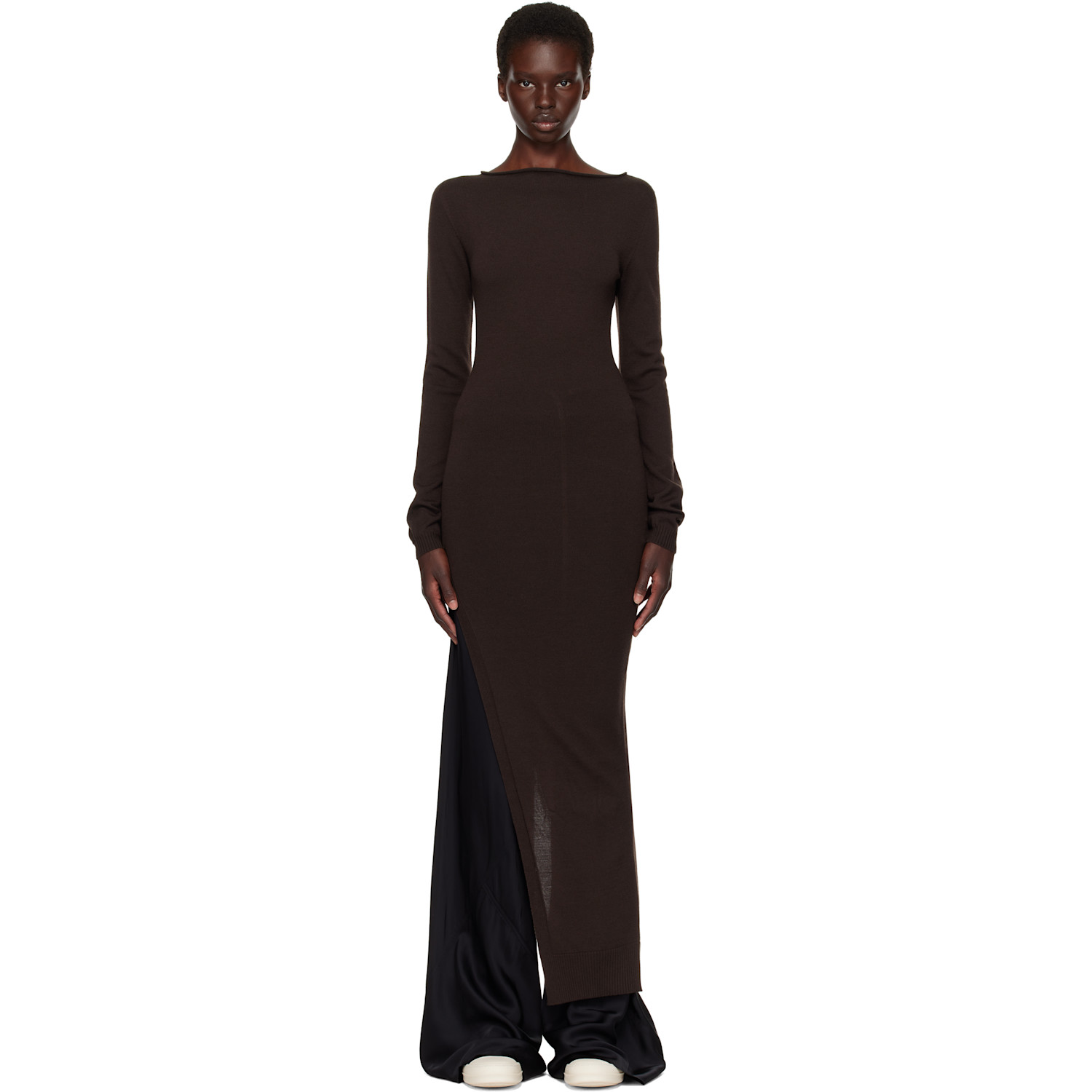 Rick Owens Brown Tower Easy Long Top Midi Dress