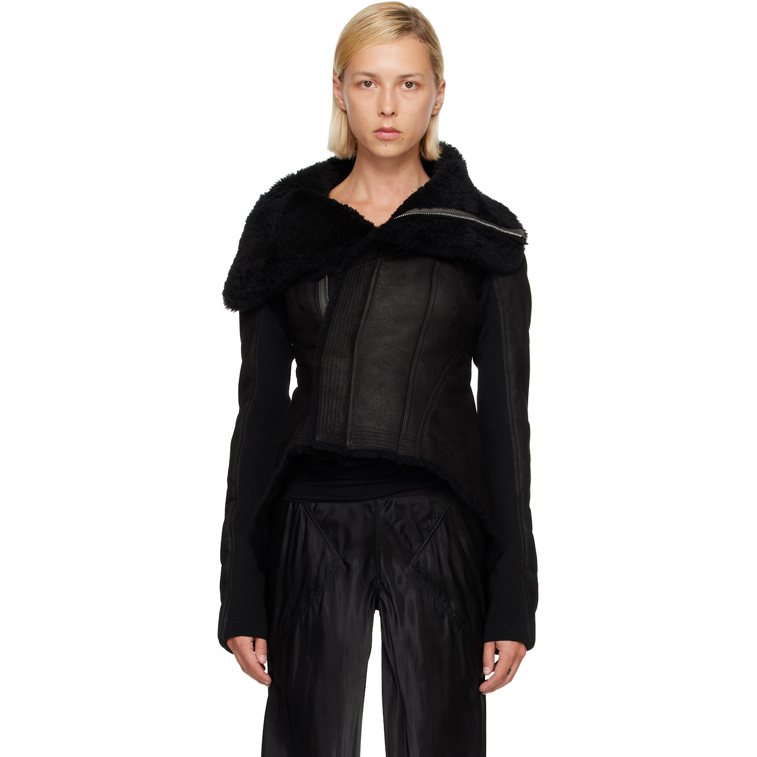 Rick Owens Black Tower Naska Shearling Jacket