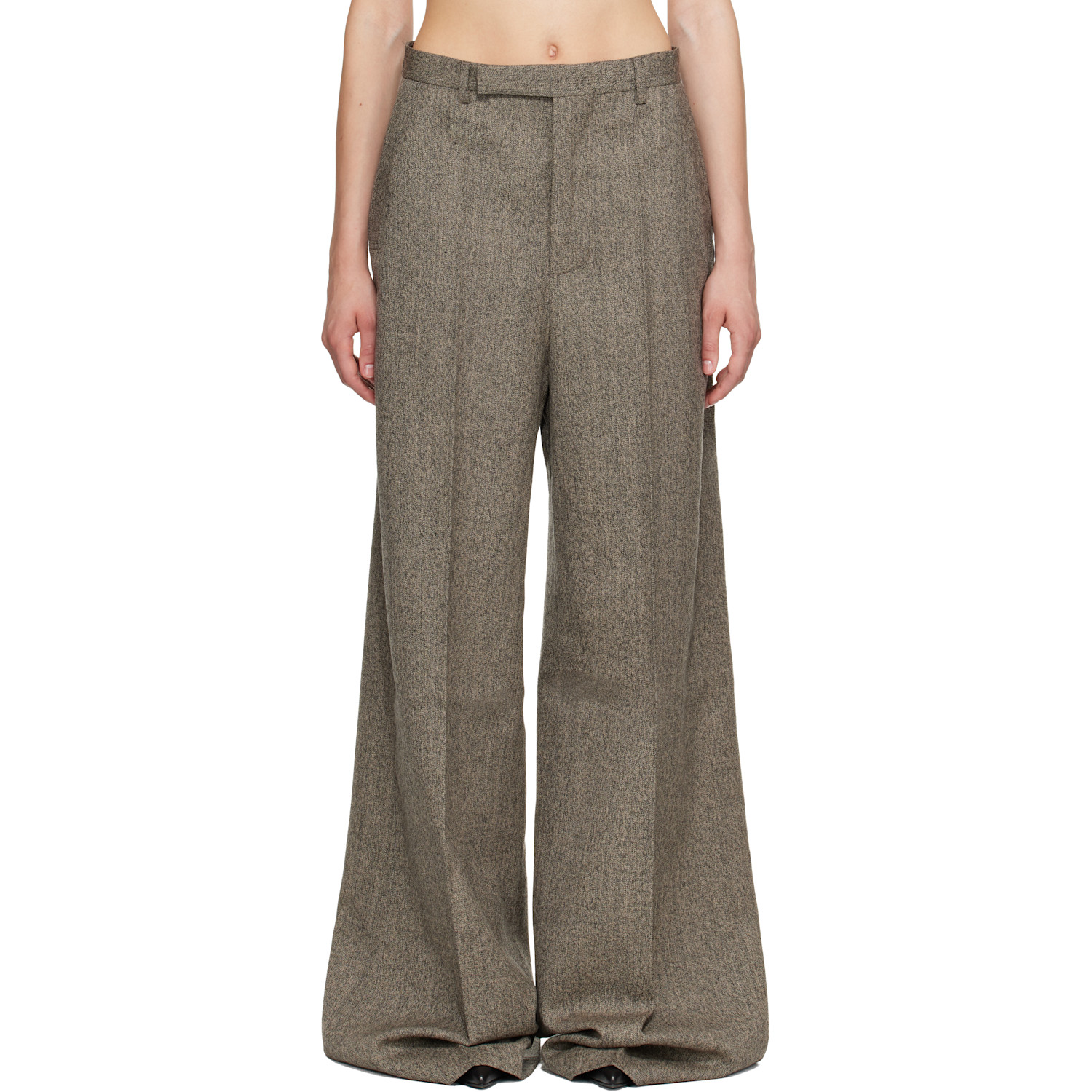 Rick Owens Beige Tower Wide Tailored Trousers