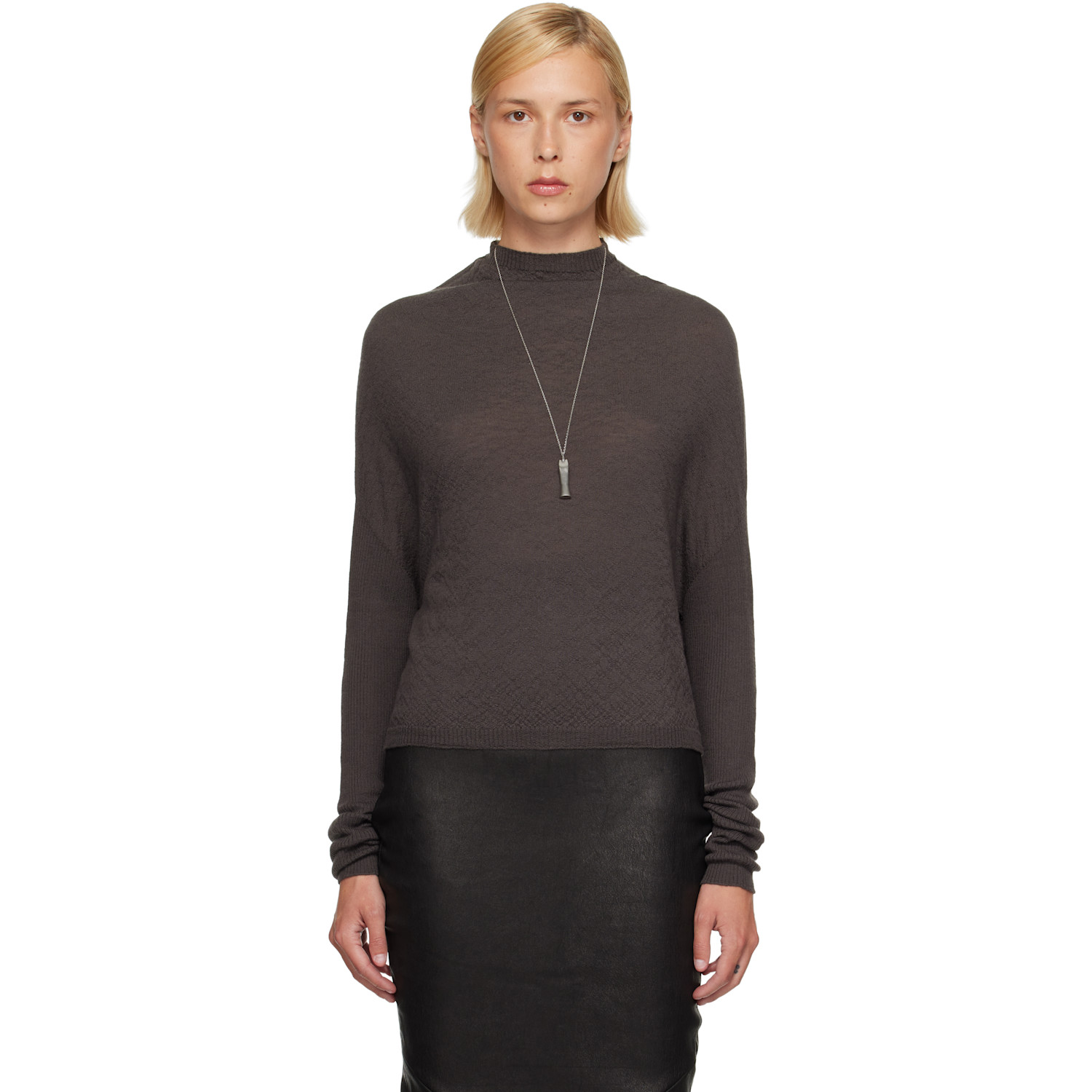 Rick Owens Gray Tower Crater Knit Sweater