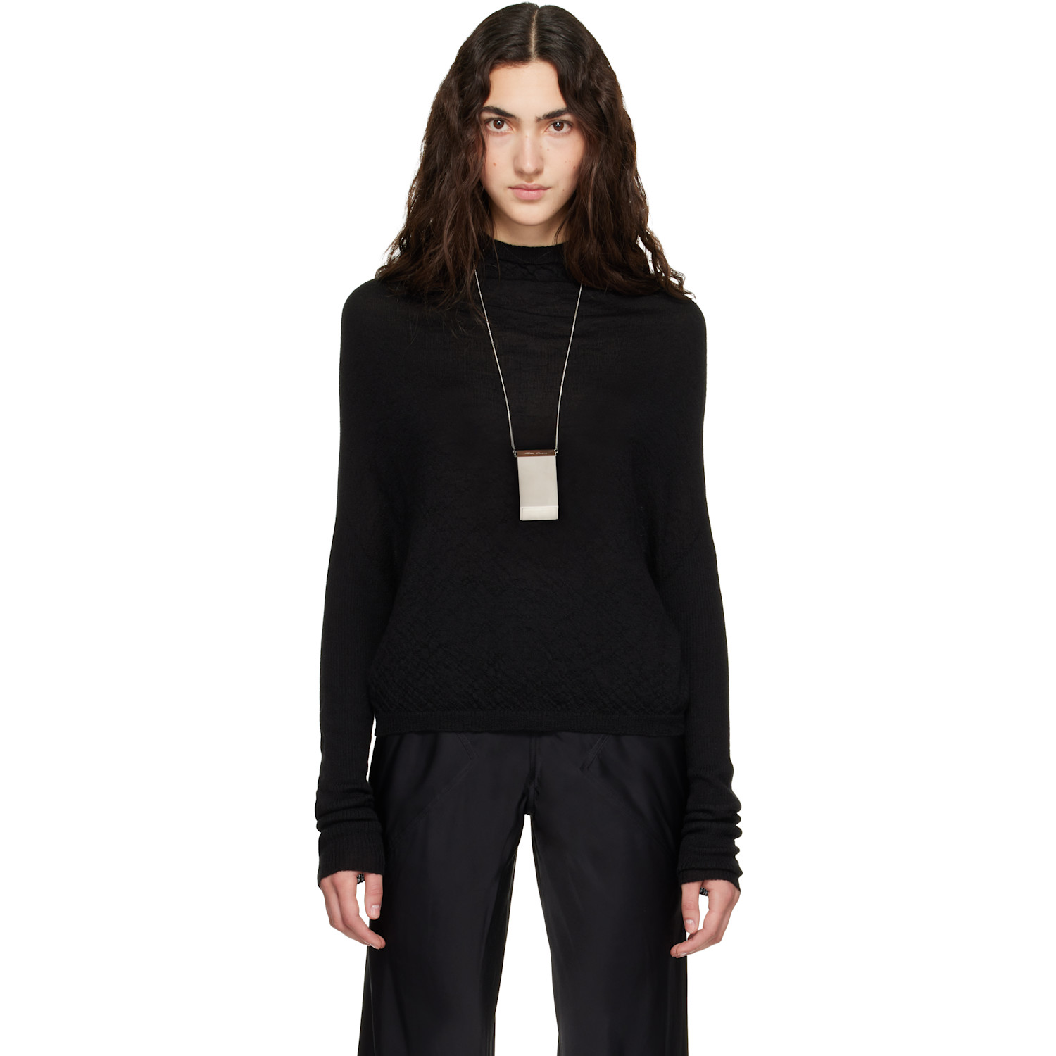 Rick Owens Black Tower LS Crater Sweater
