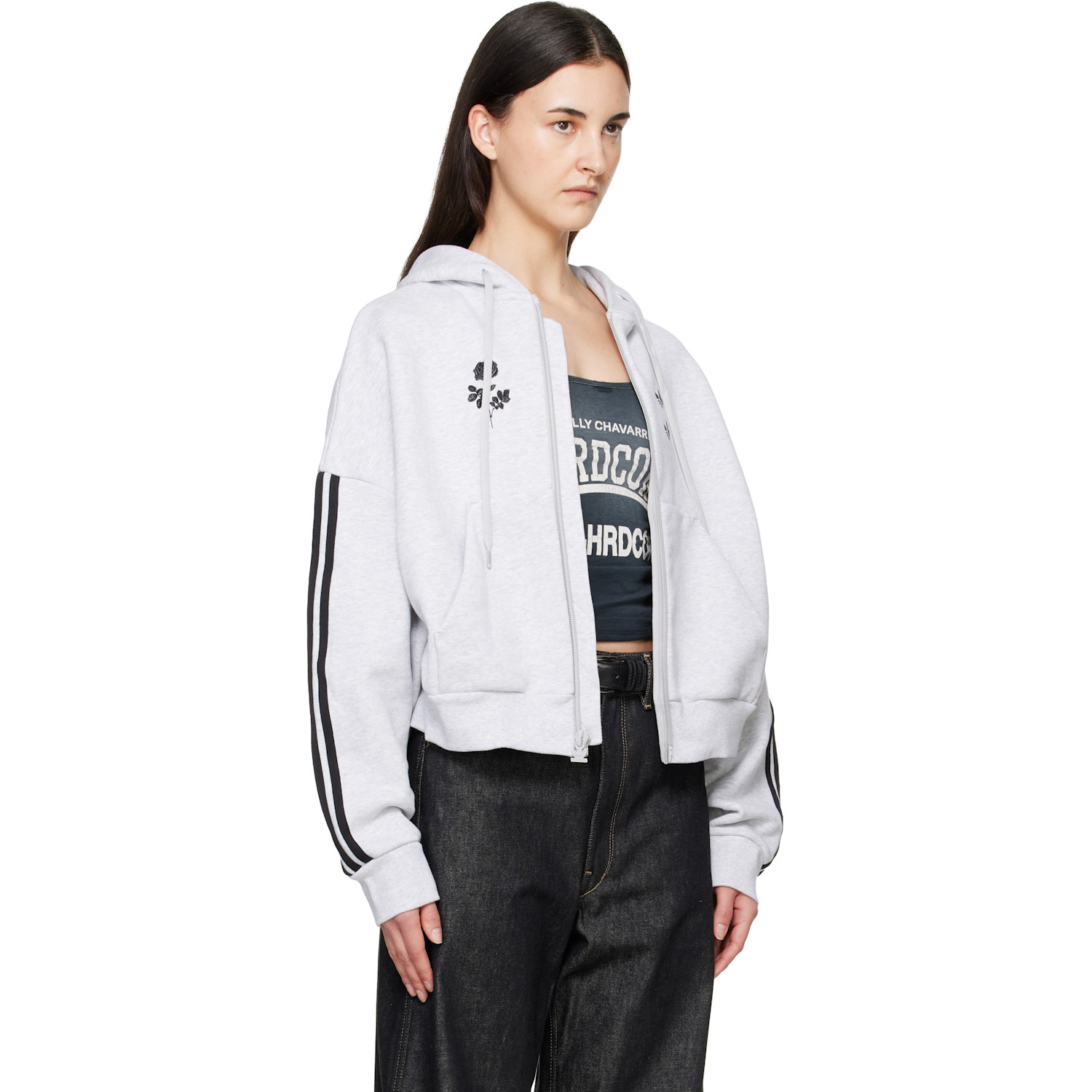  Willy Chavarria Gray Adidas Originals Edition Full Zip Logo Hoodie 