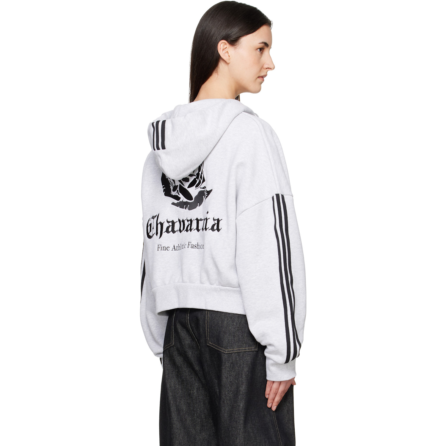  Willy Chavarria Gray Adidas Originals Edition Full Zip Logo Hoodie 