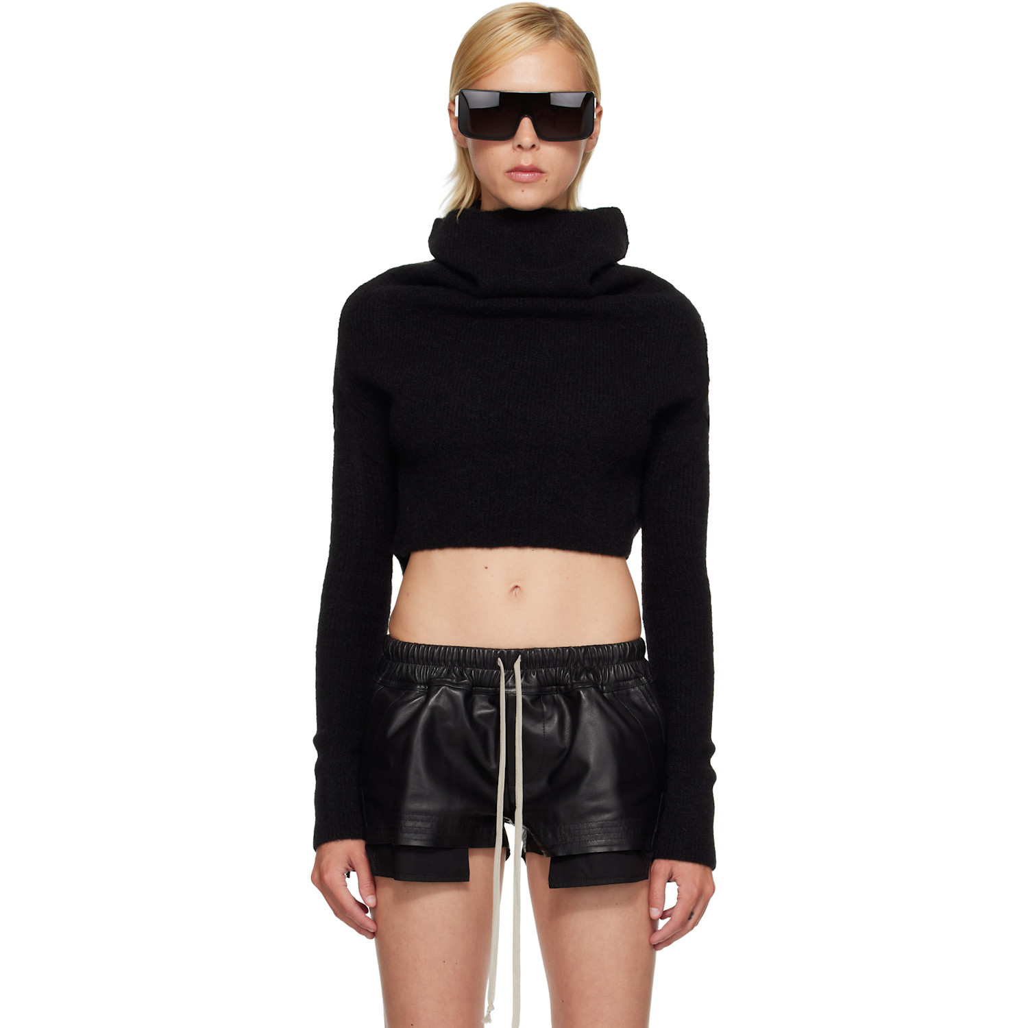Rick Owens Black Tower LS Cowl Sweater