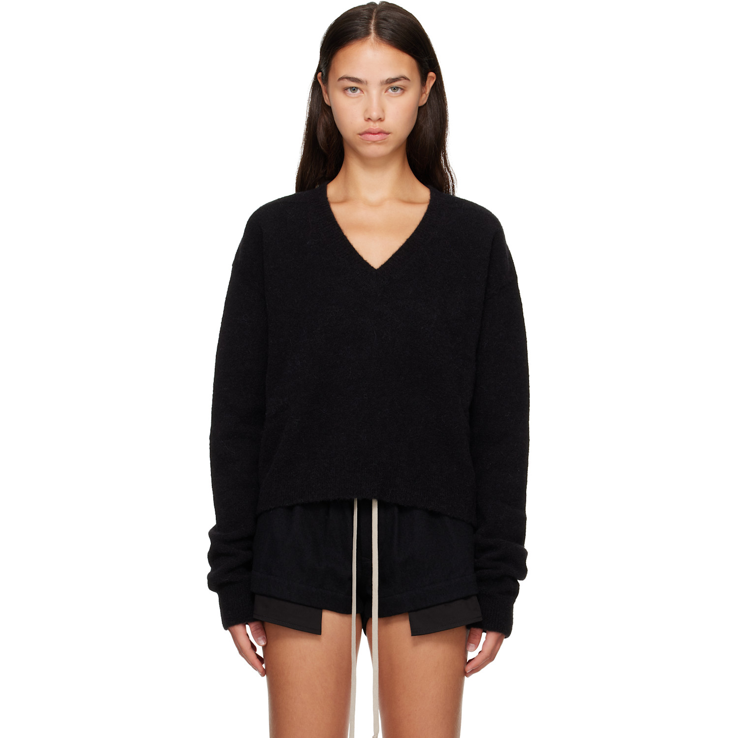 Rick Owens Black Tower Tommy V Neck Sweater