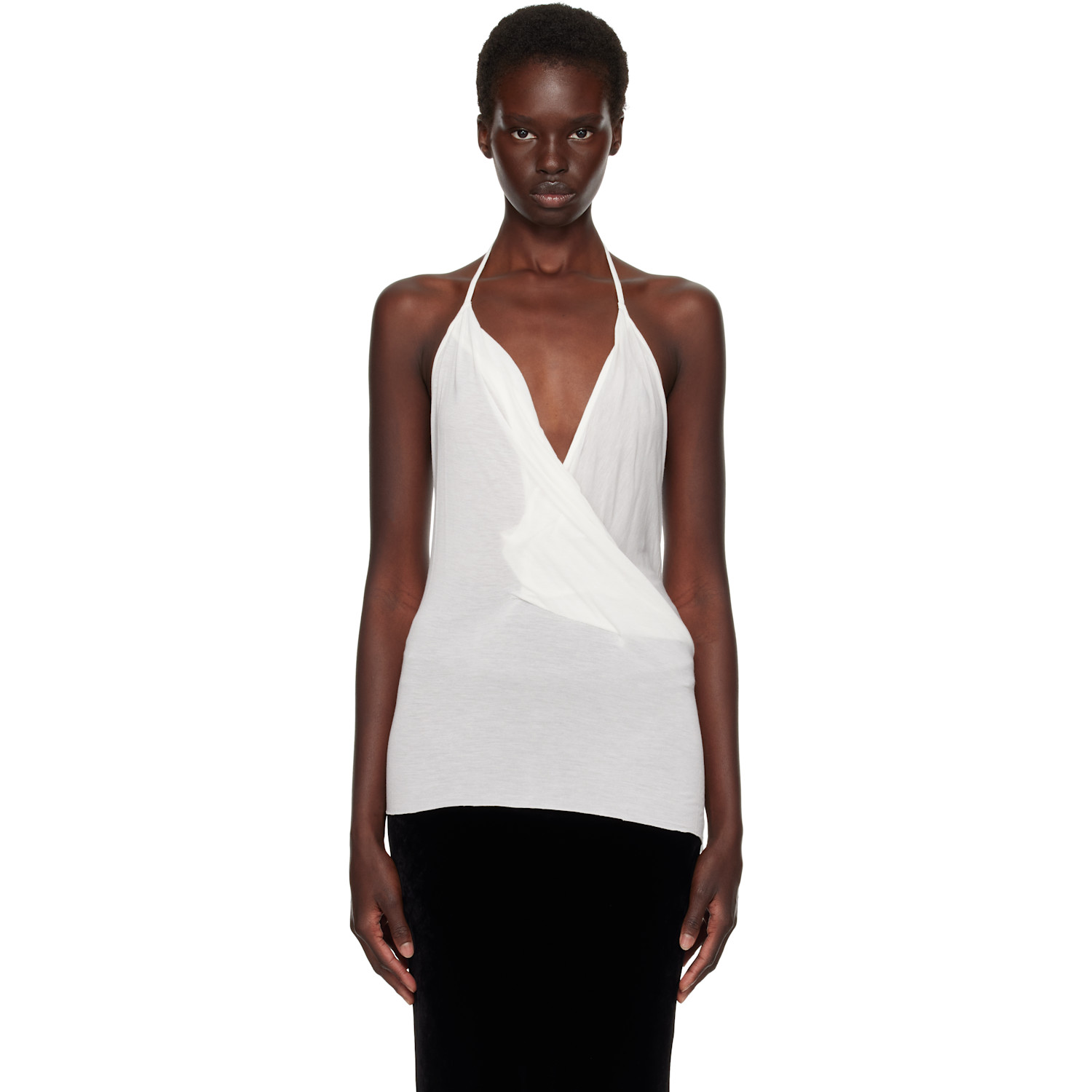 Rick Owens Off-White Tower Draped Top