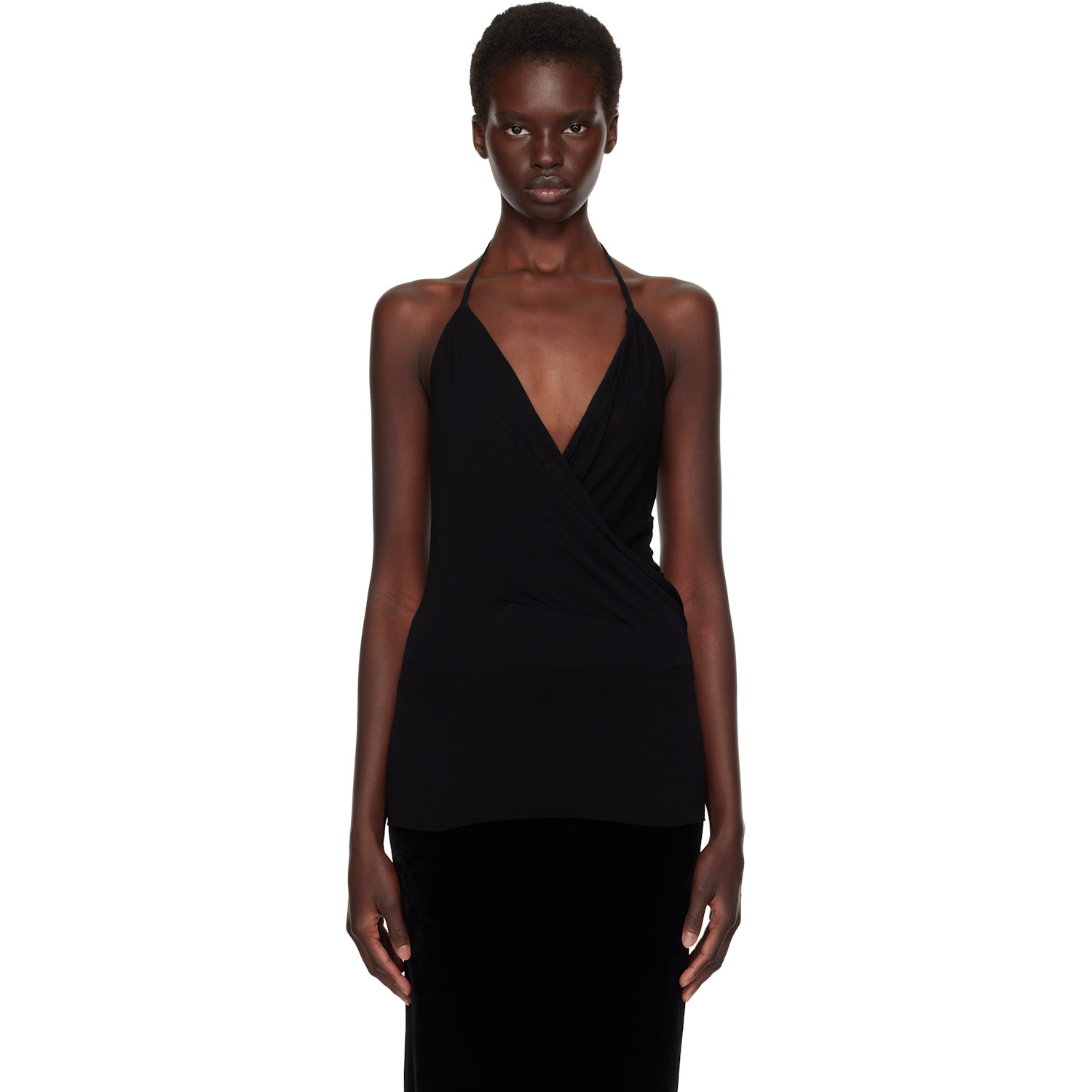 Rick Owens Black Tower Draped Top