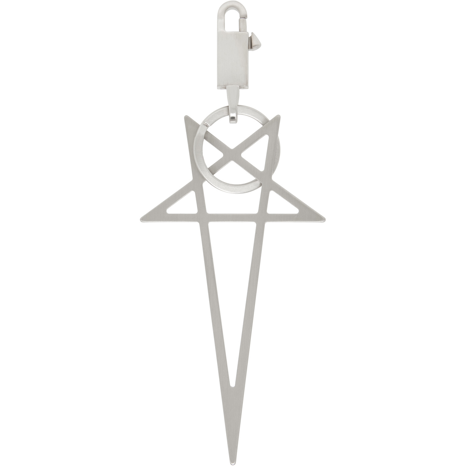Rick Owens Silver Big Pentagram Keychain