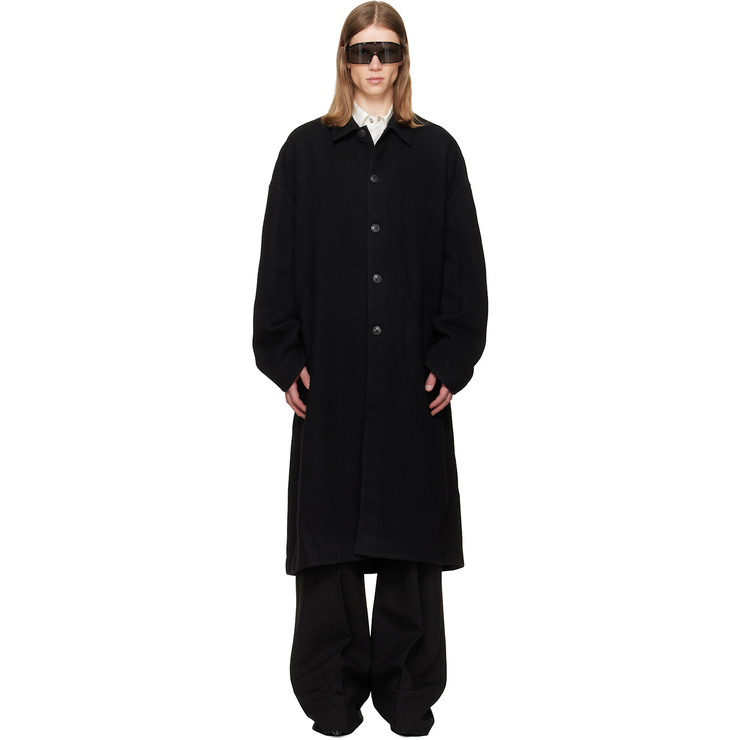 Rick Owens Black Tower Buttoned Brad Coat