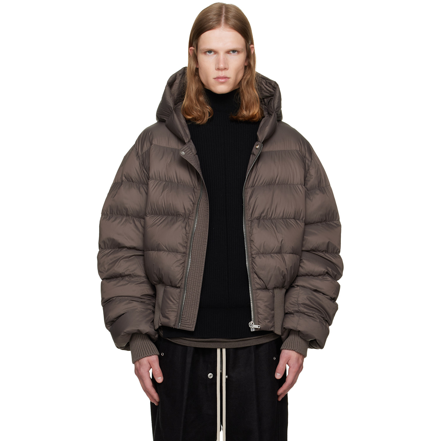 Rick Owens Taupe Tower Hooded Jacket
