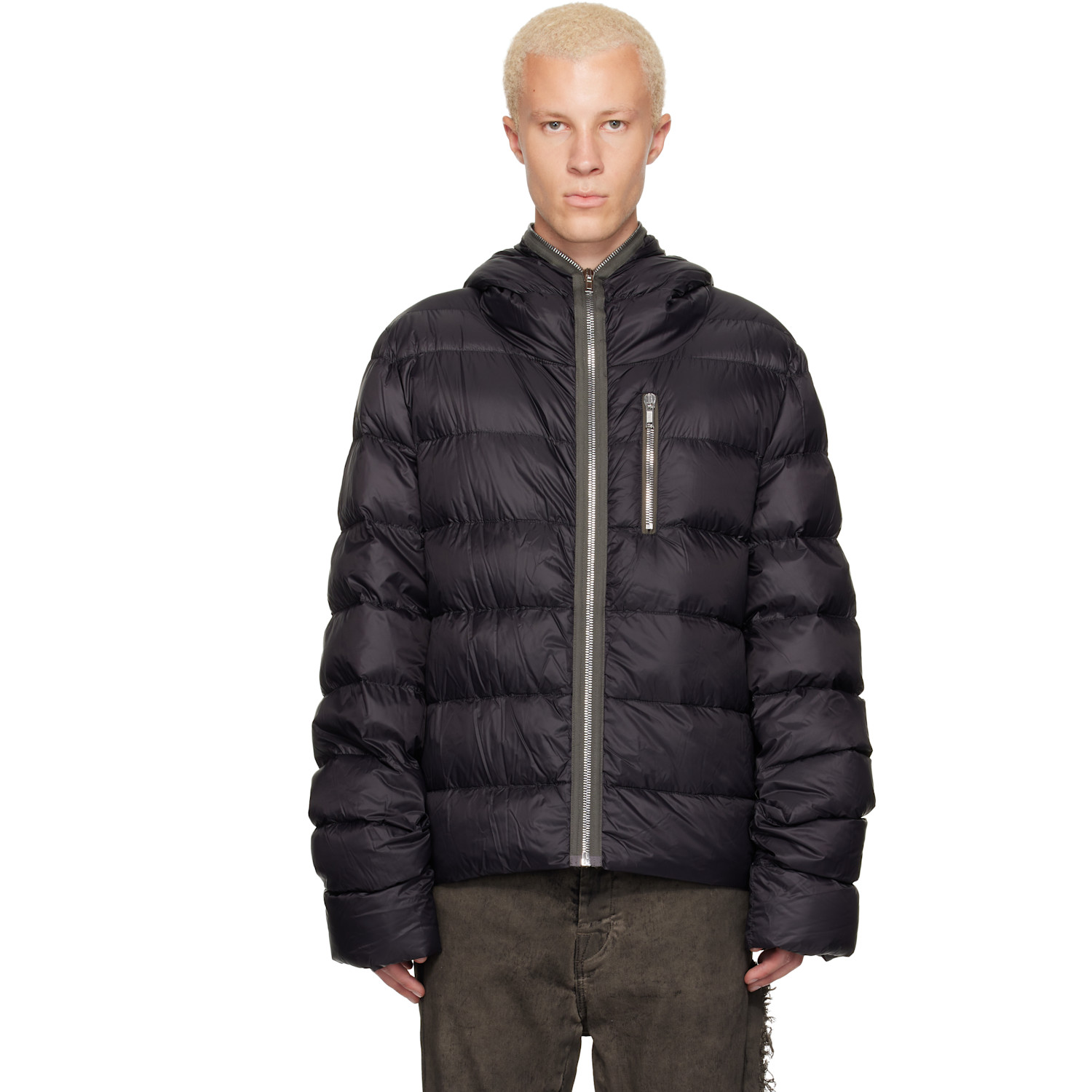 Rick Owens Black Tower Hooded Down Jacket