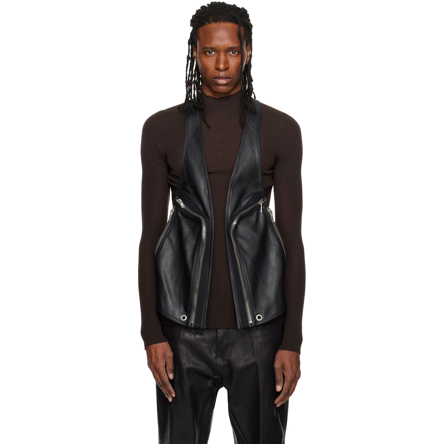 Rick Owens Black Tower Temple Leather Vest