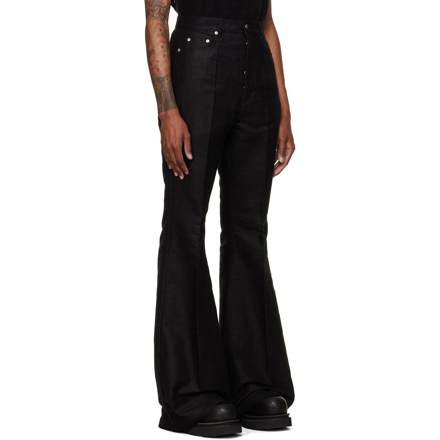 Rick Owens Bolan Bootcut Trousers In Cotton Blend Man In Black