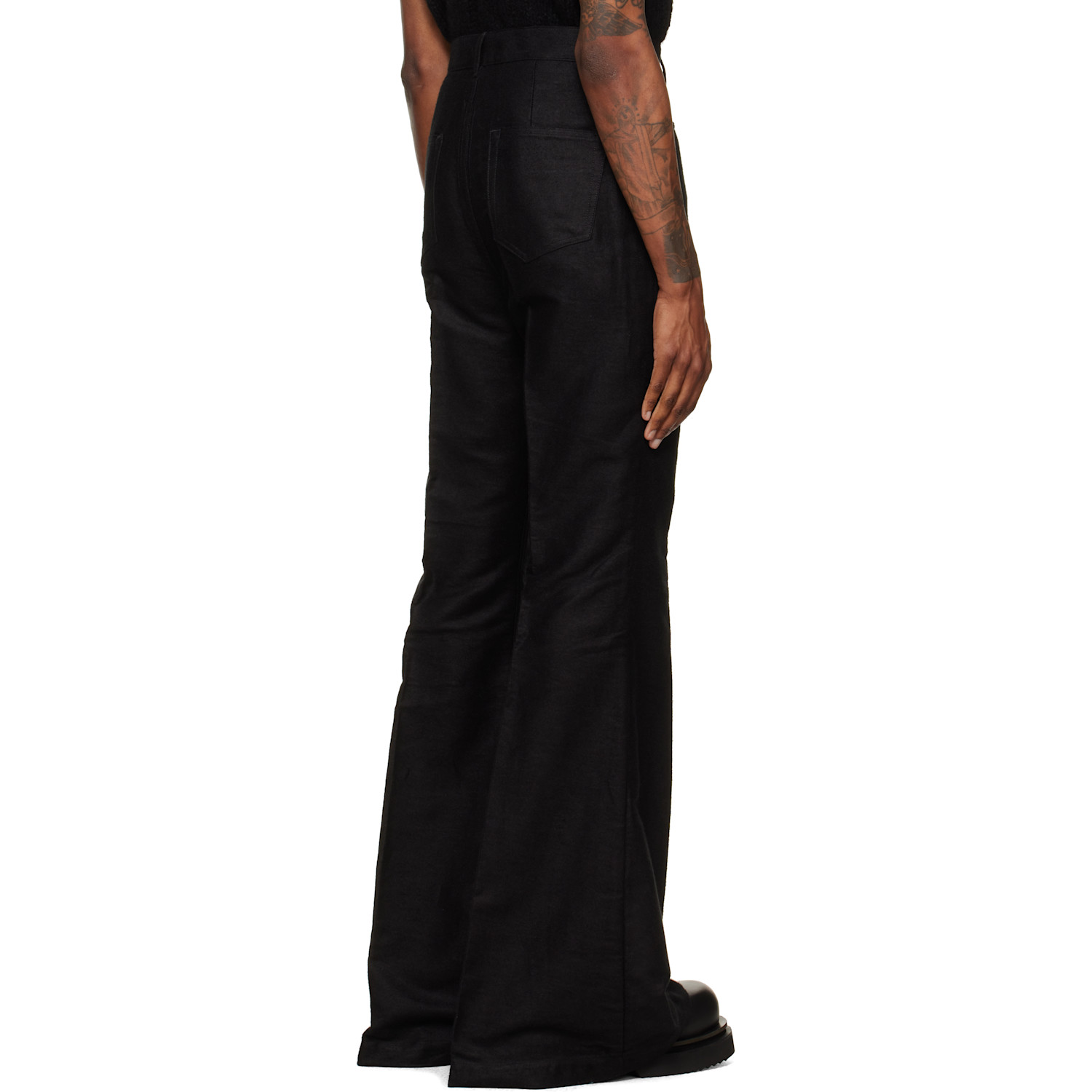 Rick Owens Bolan Bootcut Trousers In Cotton Blend Man In Black