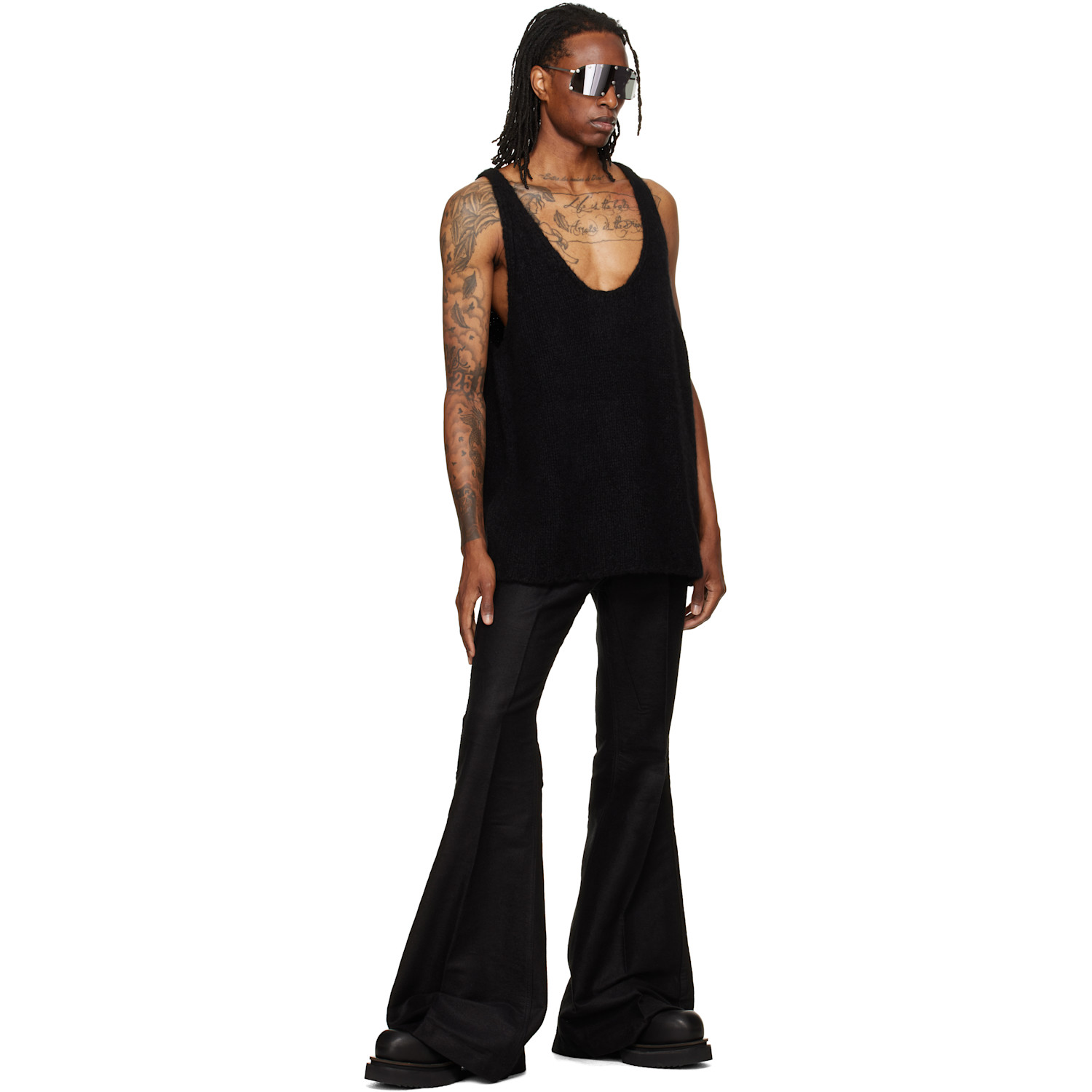 Rick Owens Bolan Bootcut Trousers In Cotton Blend Man In Black