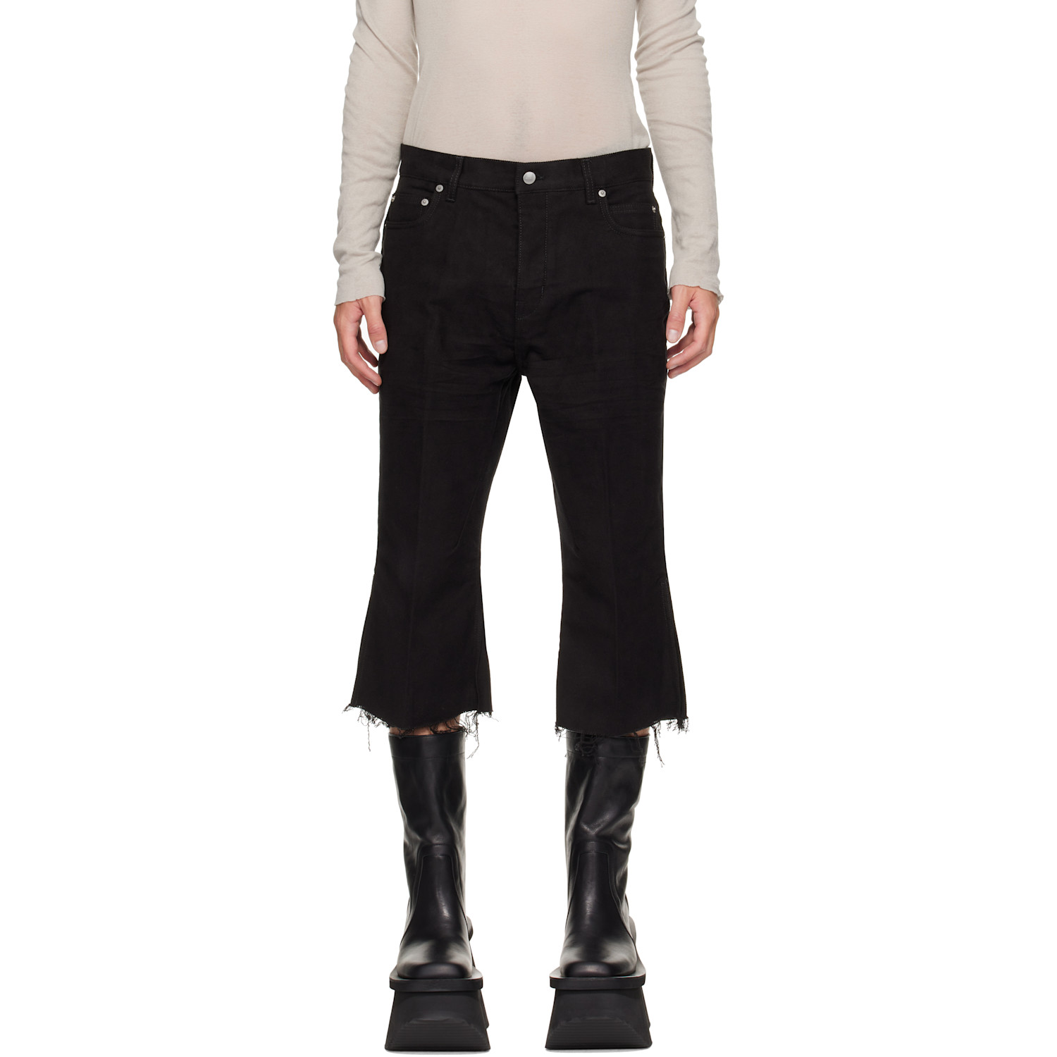 Rick Owens Black Tower Bolan Cutoff Jeans
