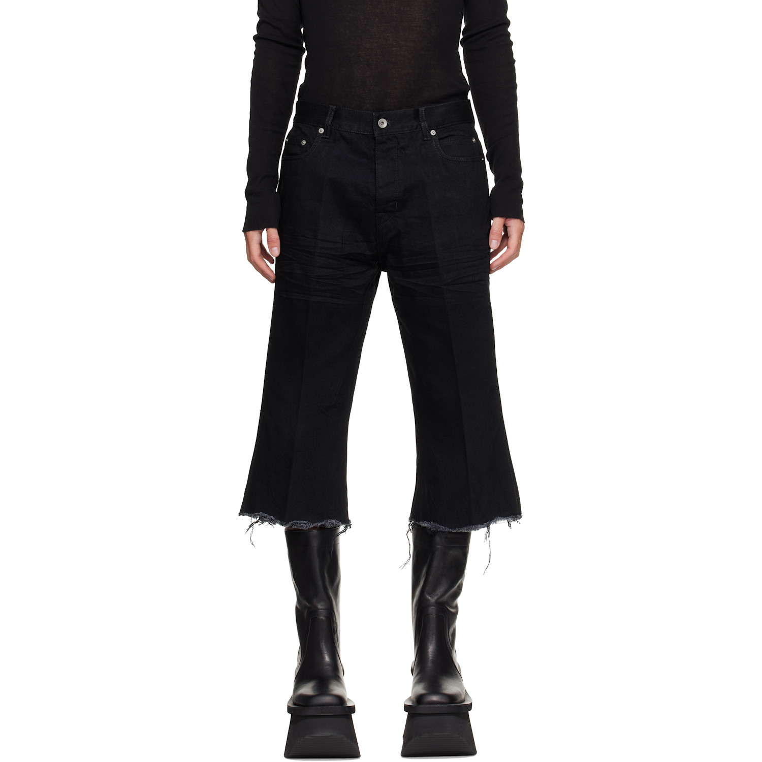 Rick Owens Black Tower Bolan Cutoff Jeans