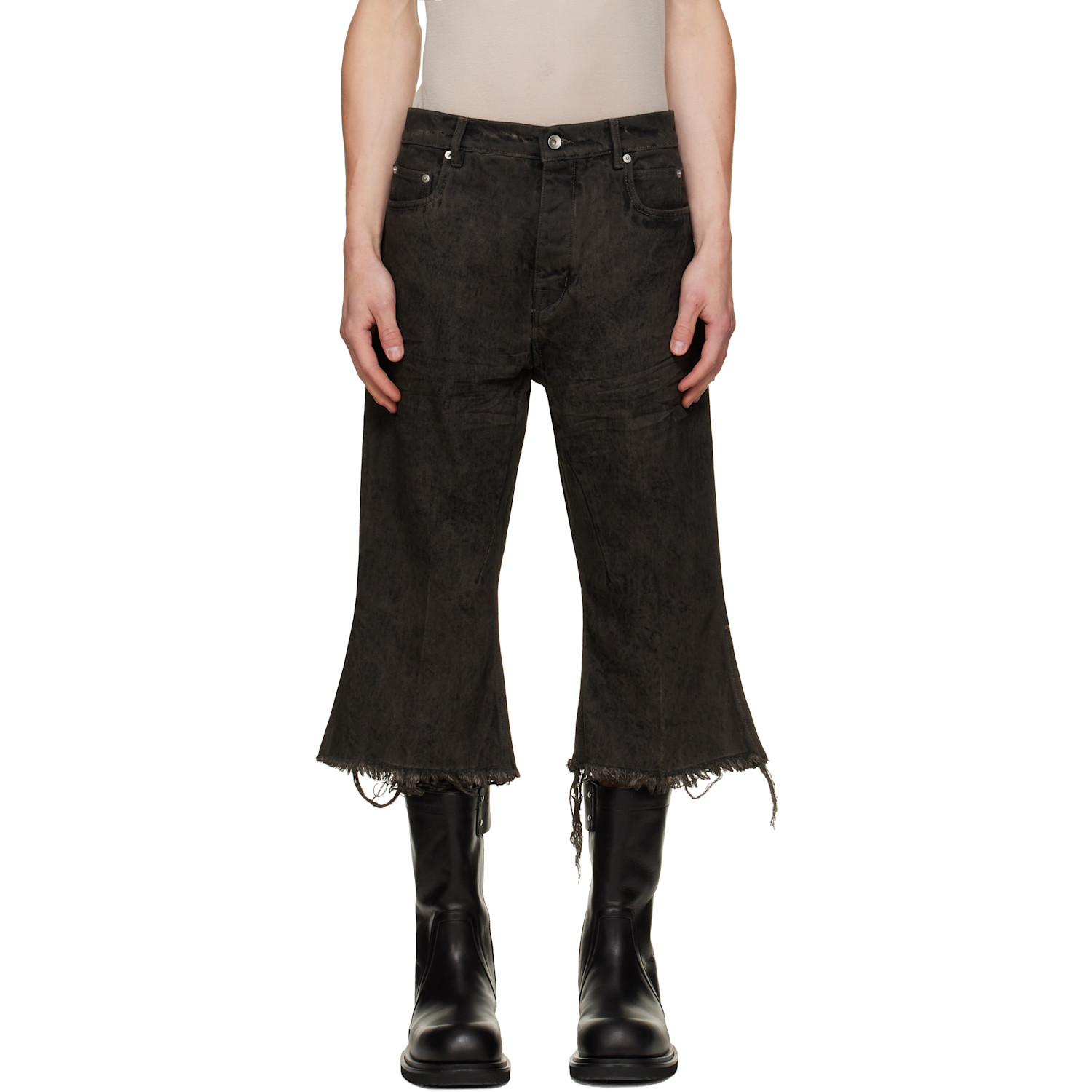 Rick Owens Black Tower Bolan Cutoff Jeans