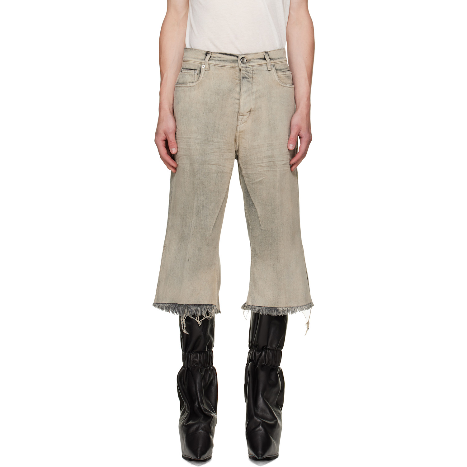 Rick Owens Beige Tower Bolan Cutoffs Jeans