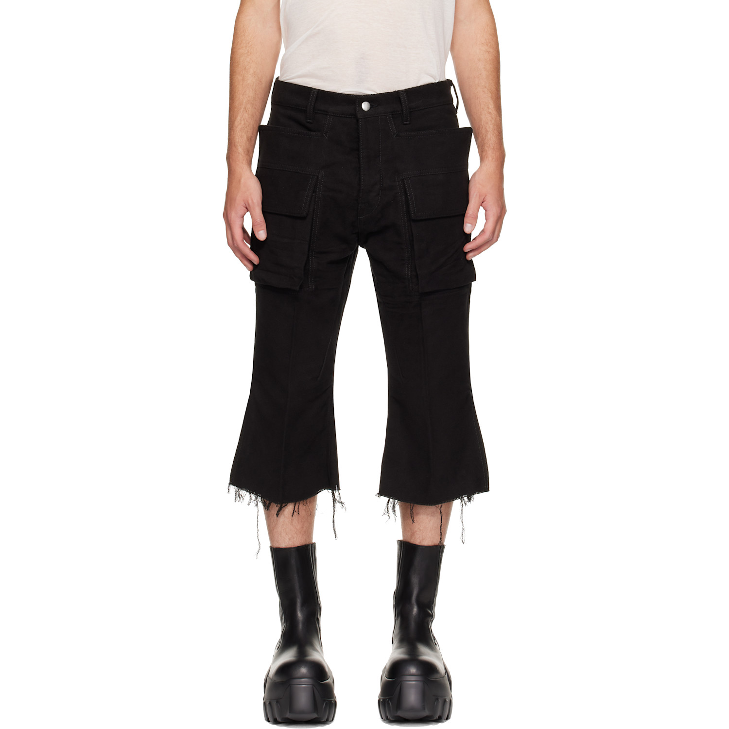 Rick Owens Black Tower Bolan Cutoff Cargo Pants