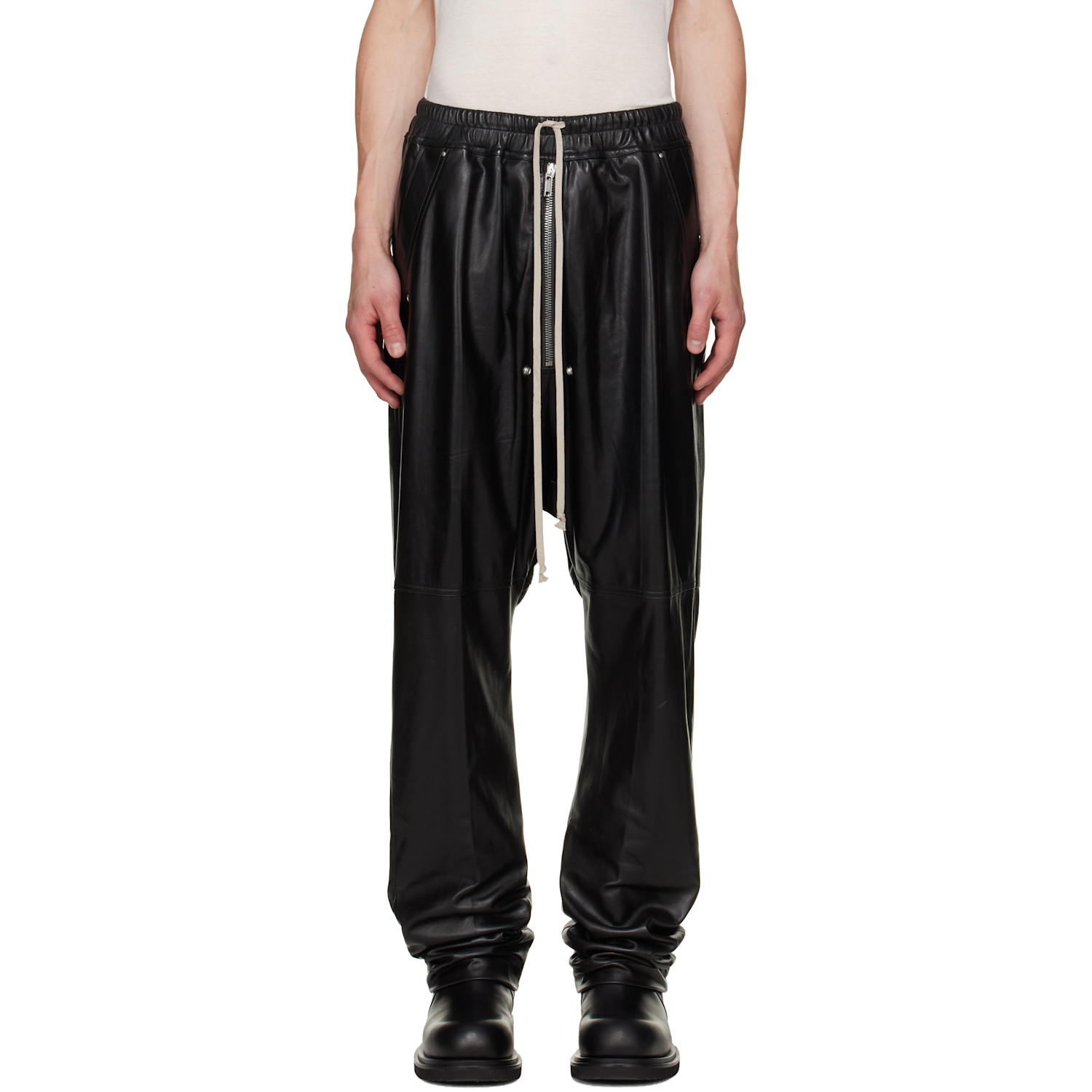 Rick Owens Black Tower Bela Leather Pants