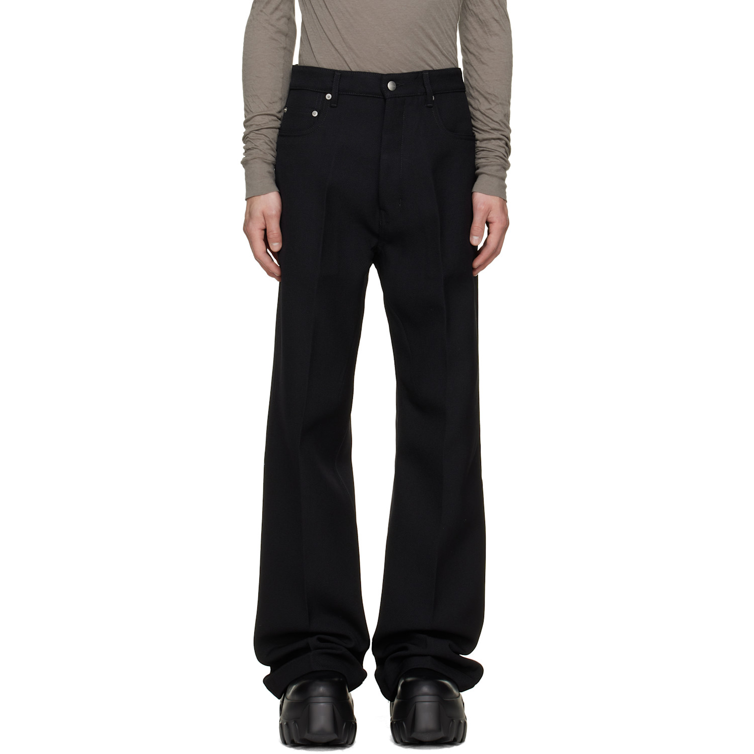 Rick Owens Black Tower Geth Wool Whipcord Jeans