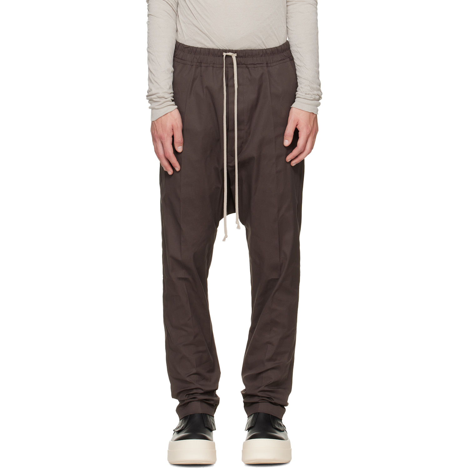 Rick Owens Gray Tower Drawstring Long Trousers