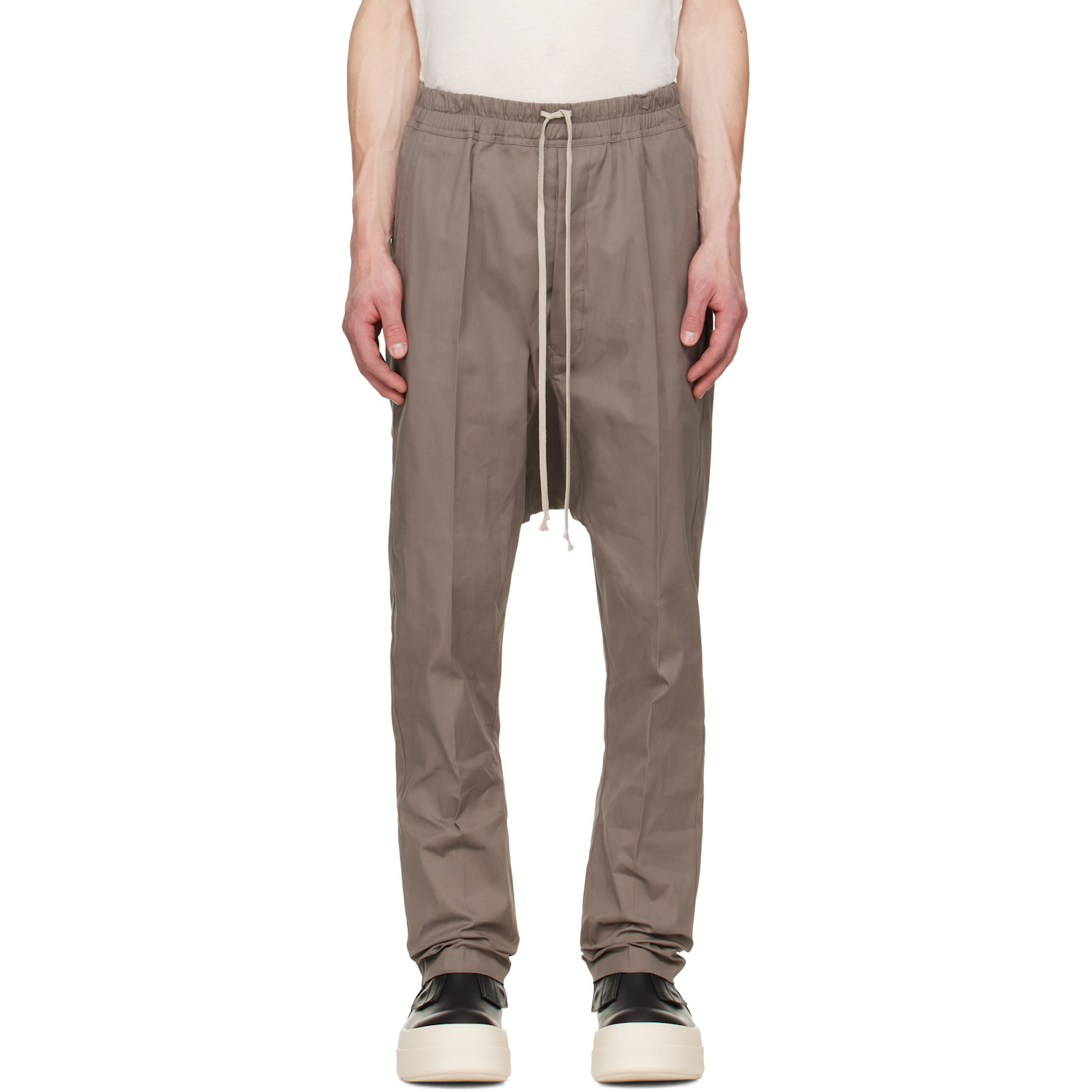 Rick Owens Gray Tower Drawstring Long Trousers