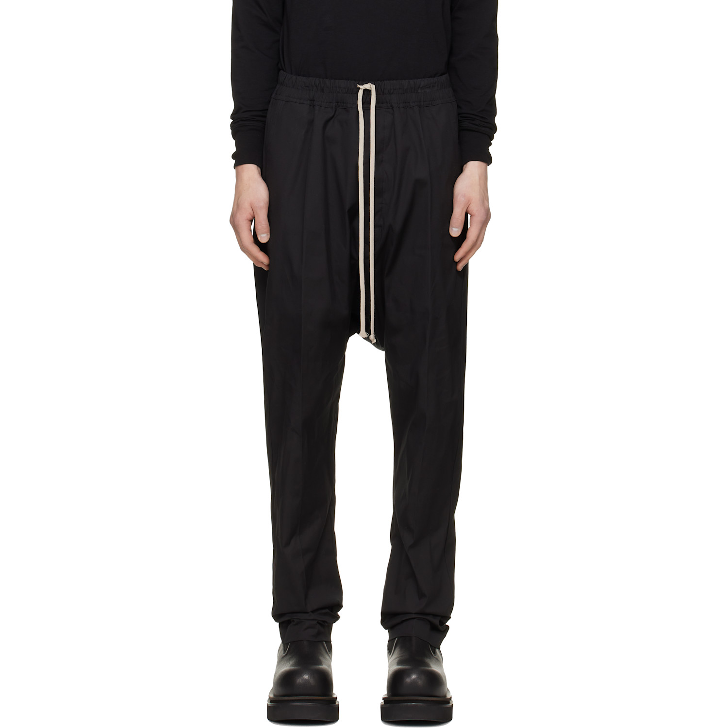 Rick Owens Black Tower Drawstring Long Trousers