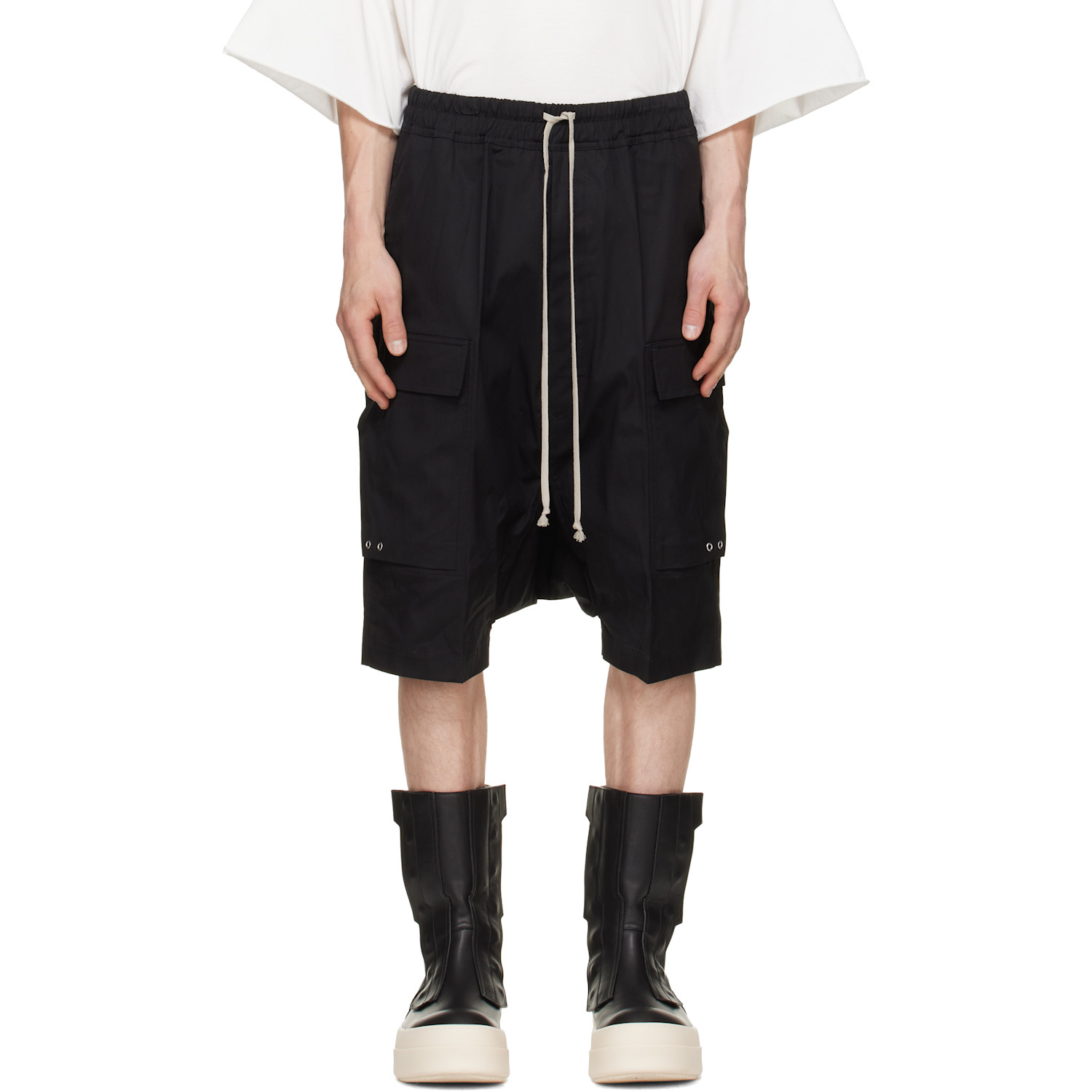 Rick Owens Black Tower Pods Cargo Shorts