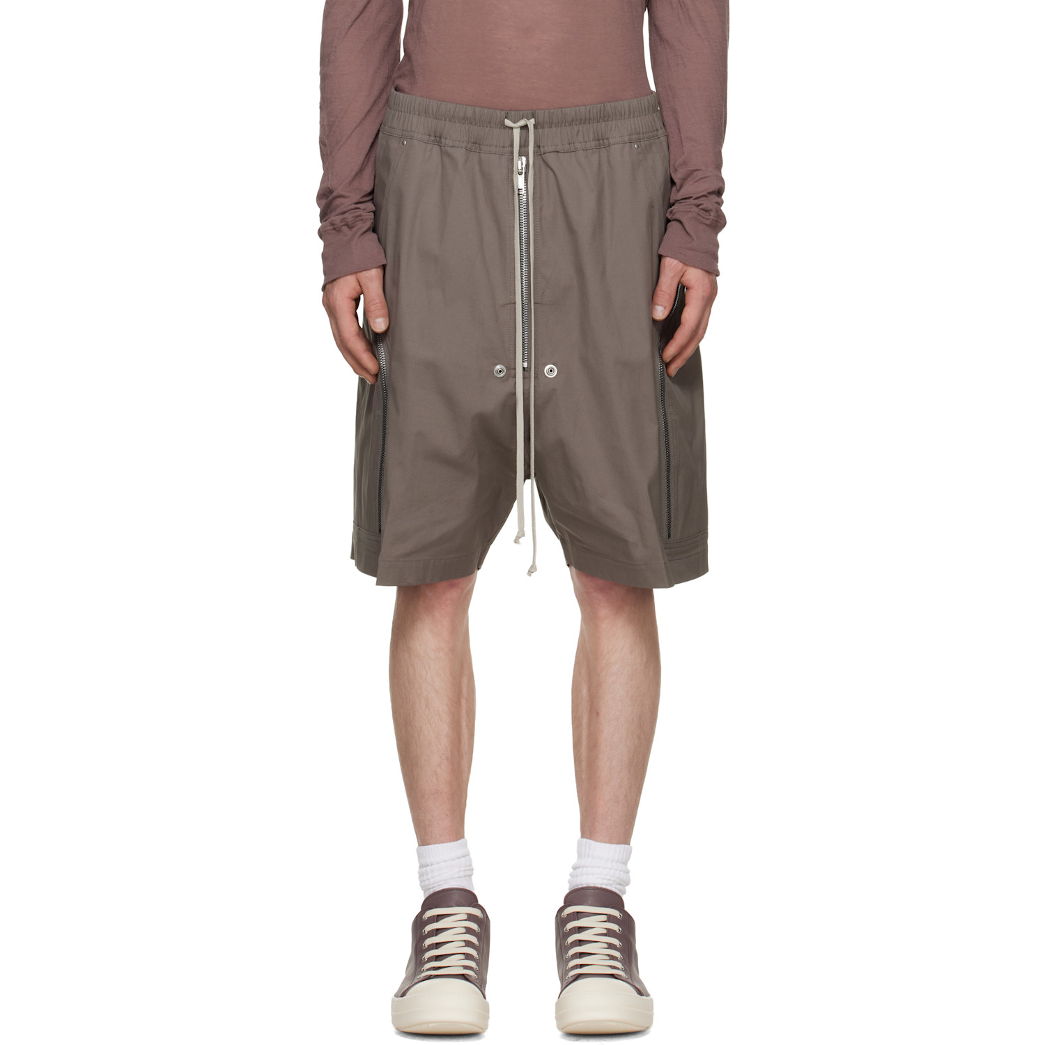 Rick Owens Gray Tower Heizer Cargo Shorts