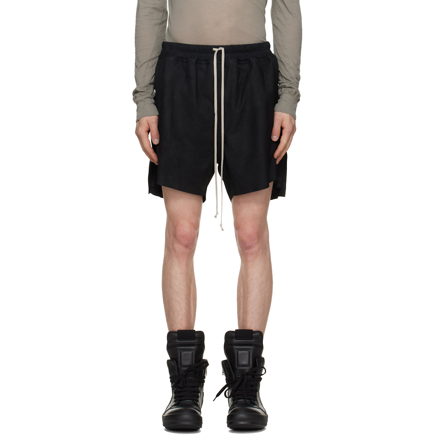Rick Owens Black Tower Rick S Boxers Suede Shorts