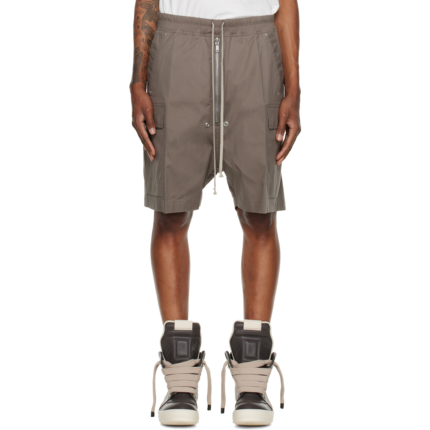 Rick Owens Gray Tower Cargobela Shorts