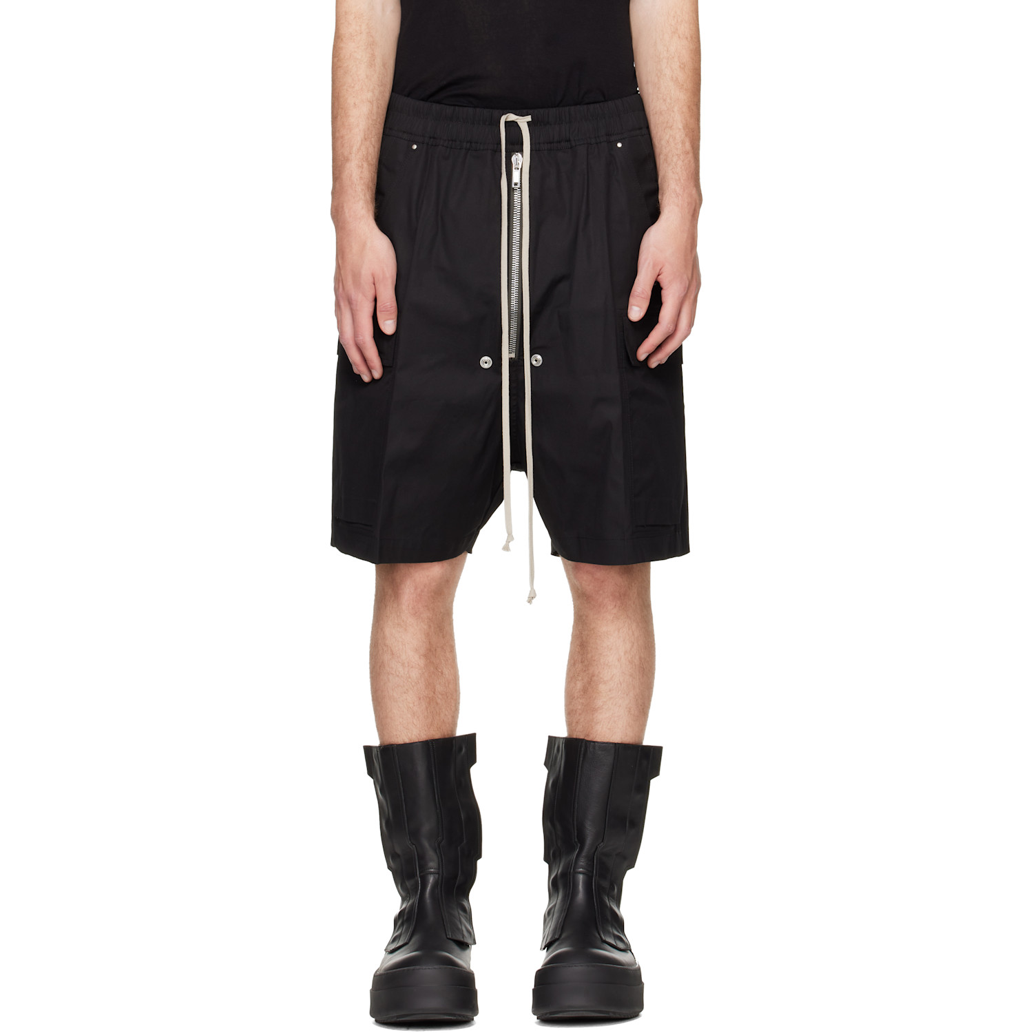 Rick Owens Black Tower Cargobela Cargo Shorts