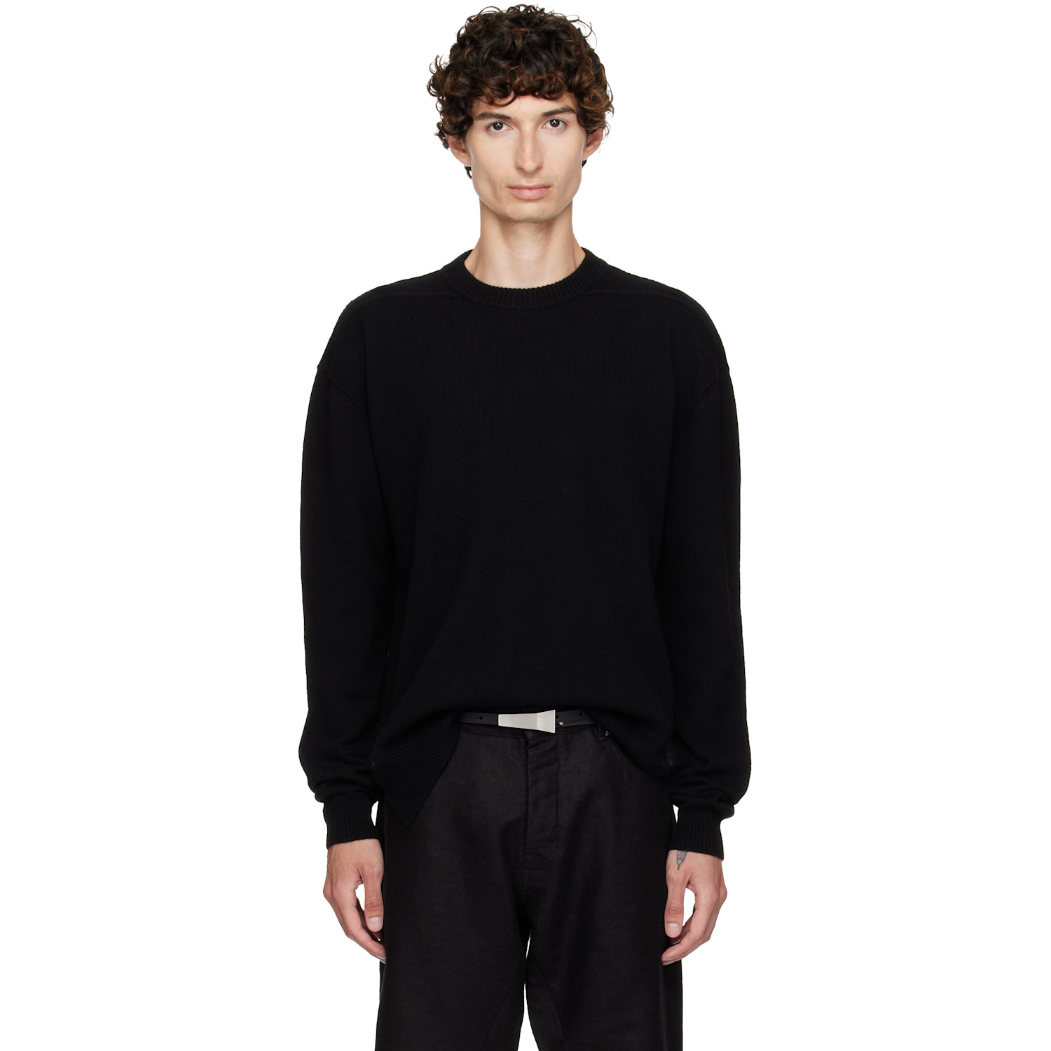 Rick Owens Black Tower Round Neck Sweater