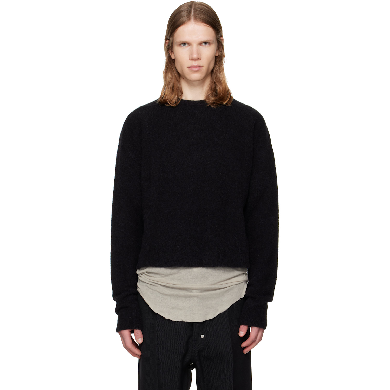 Rick Owens Black Tower Round Neck Sweater