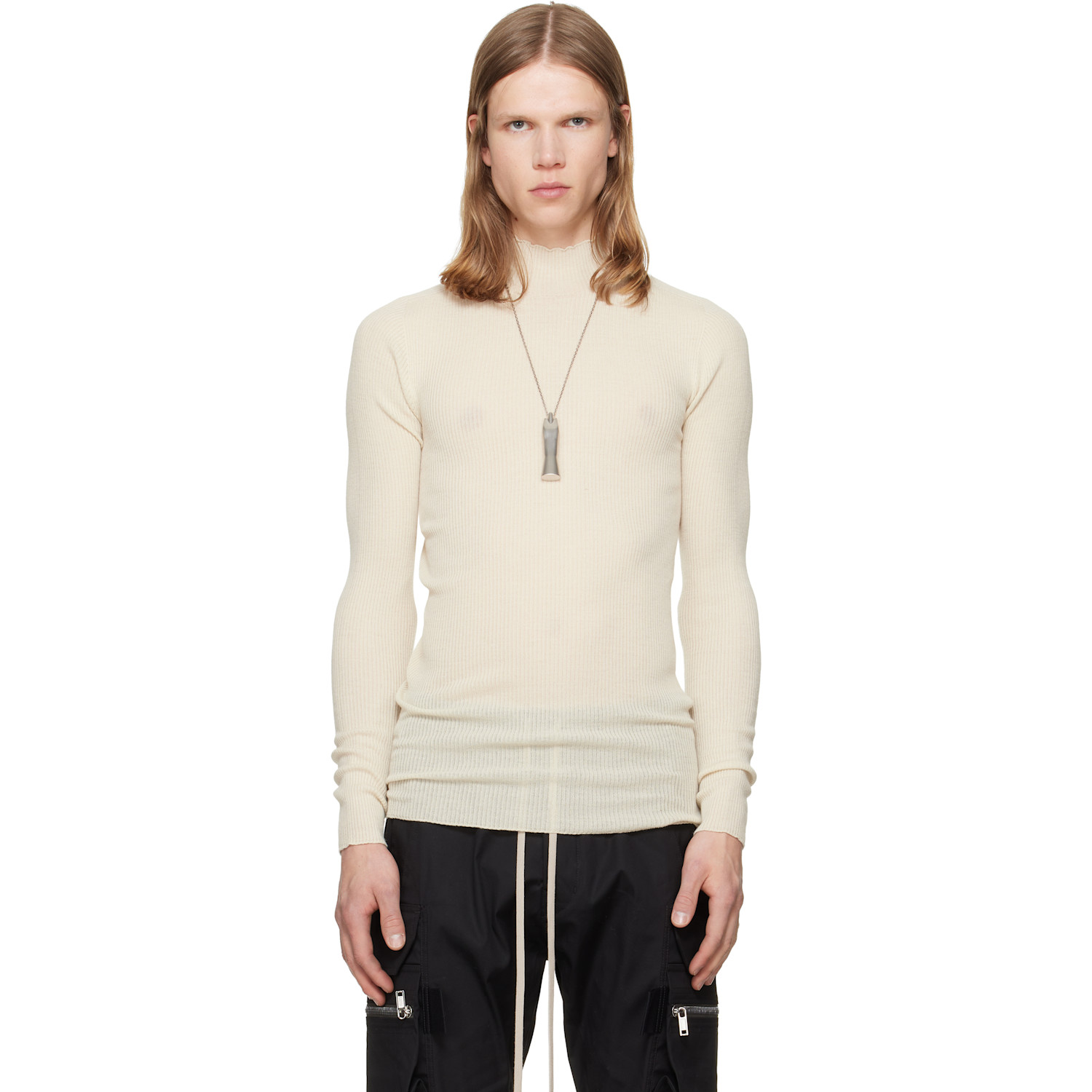 Rick Owens Off-White Tower Ribbed Lupetto Sweater