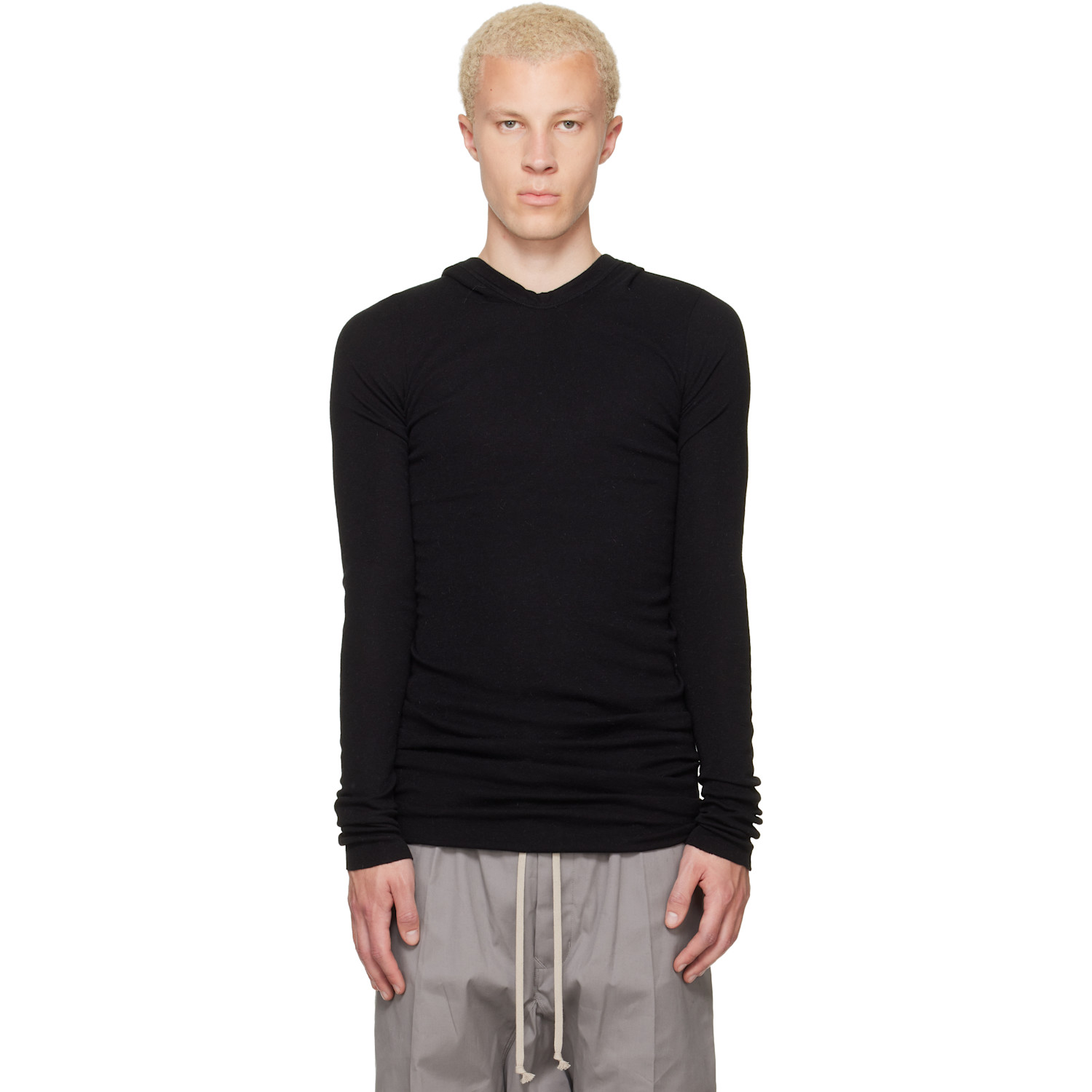 Rick Owens Black Tower Rib LS Hoodie