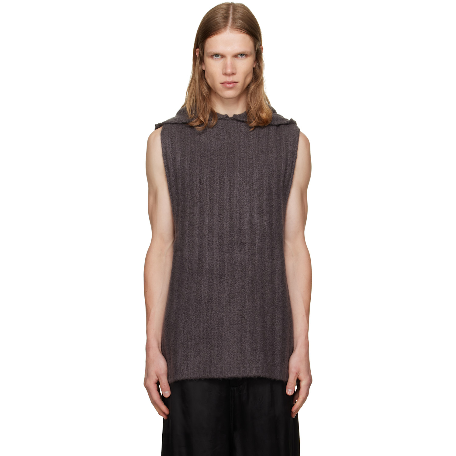 Rick Owens Gray Tower Hooded Tank Hoodie
